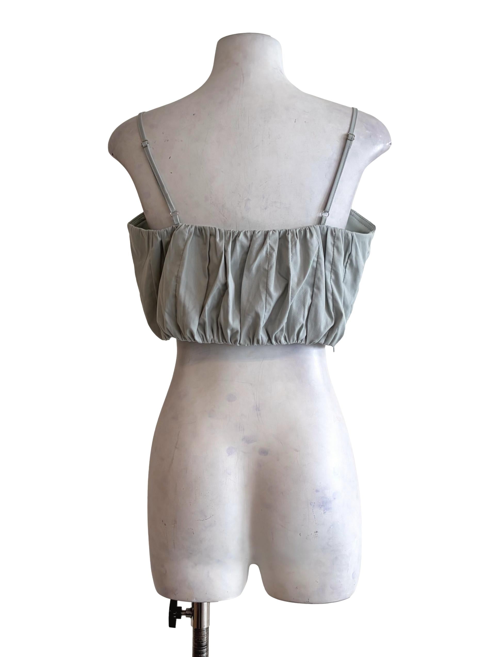 Mint Green Scrunched Front Crop Top