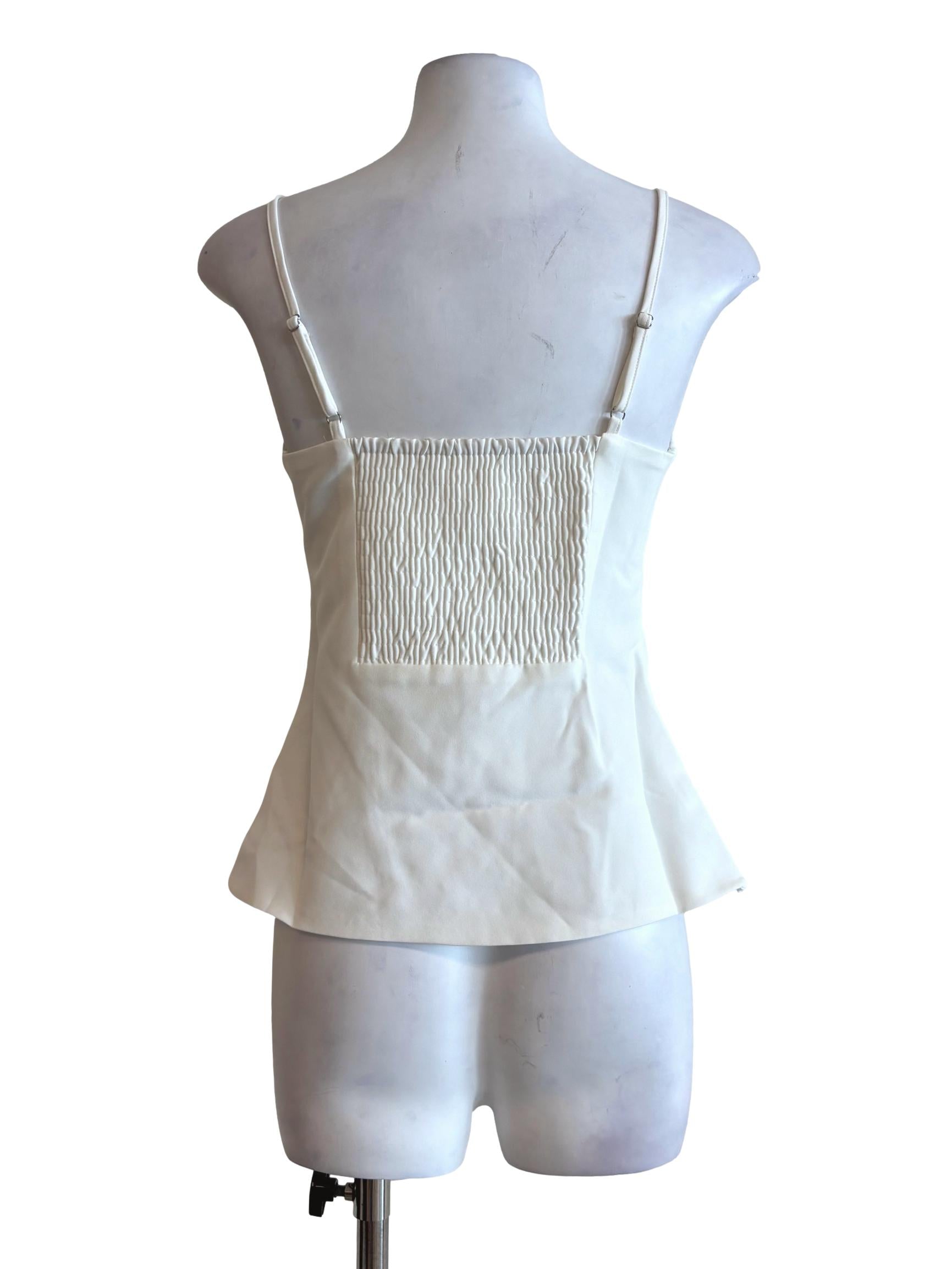 White Pearl Button Sweetheart Fitted Top