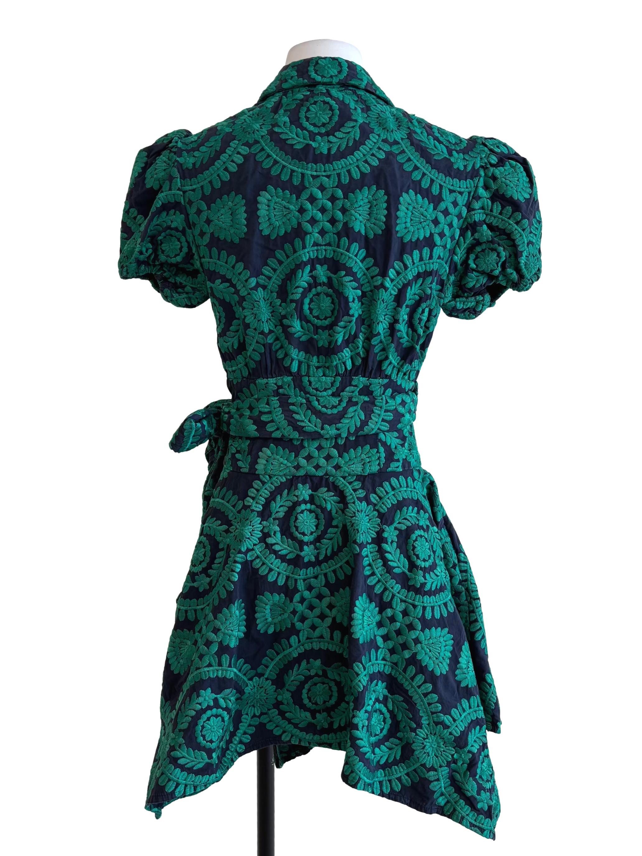 Jade Green Embroidered Wrap Dress