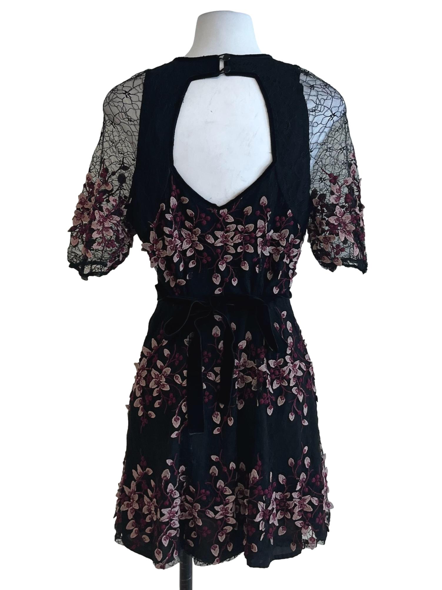 Black Lace Floral Empire Dress