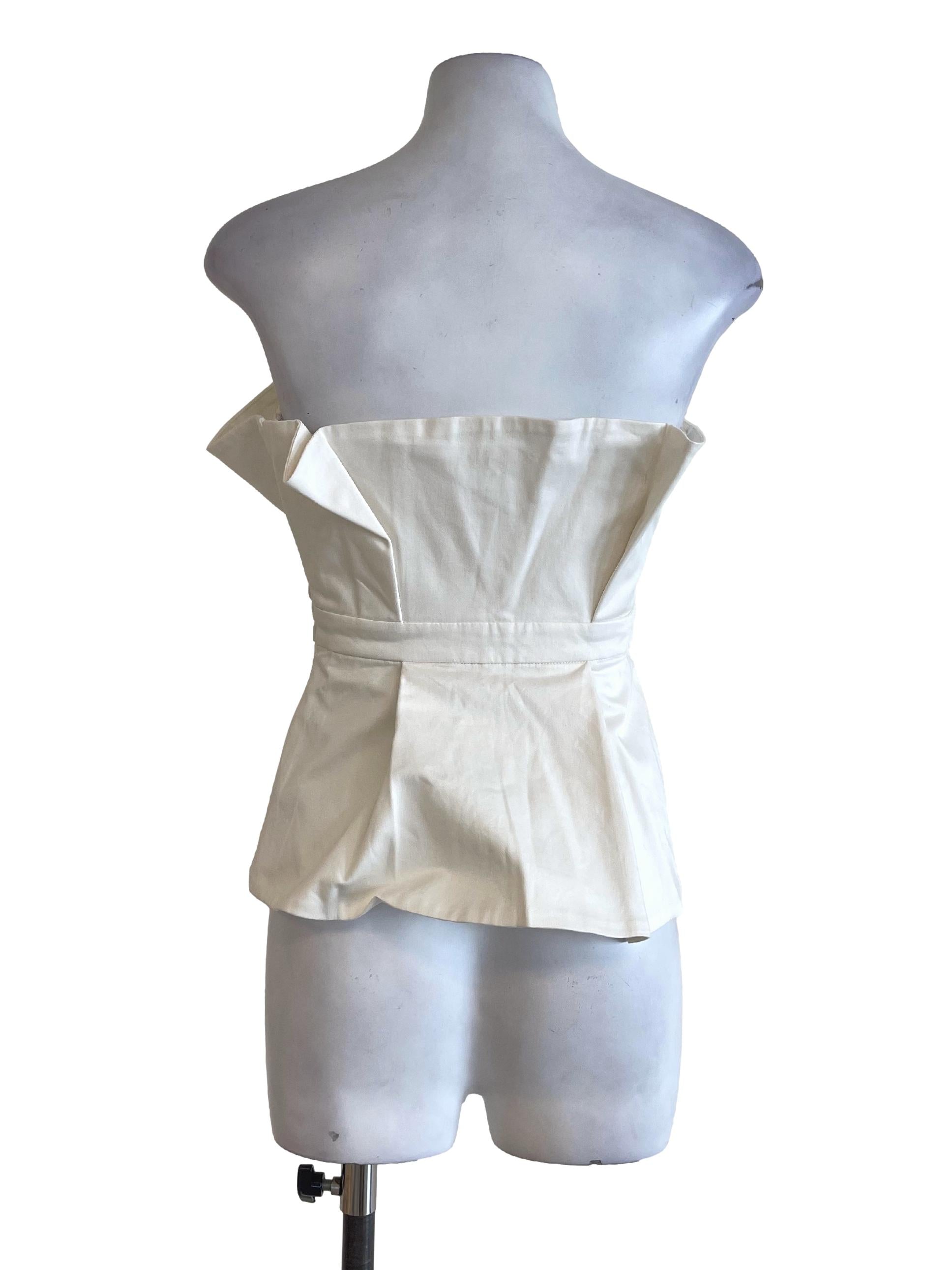 Off White Peplum Strapless Top LB