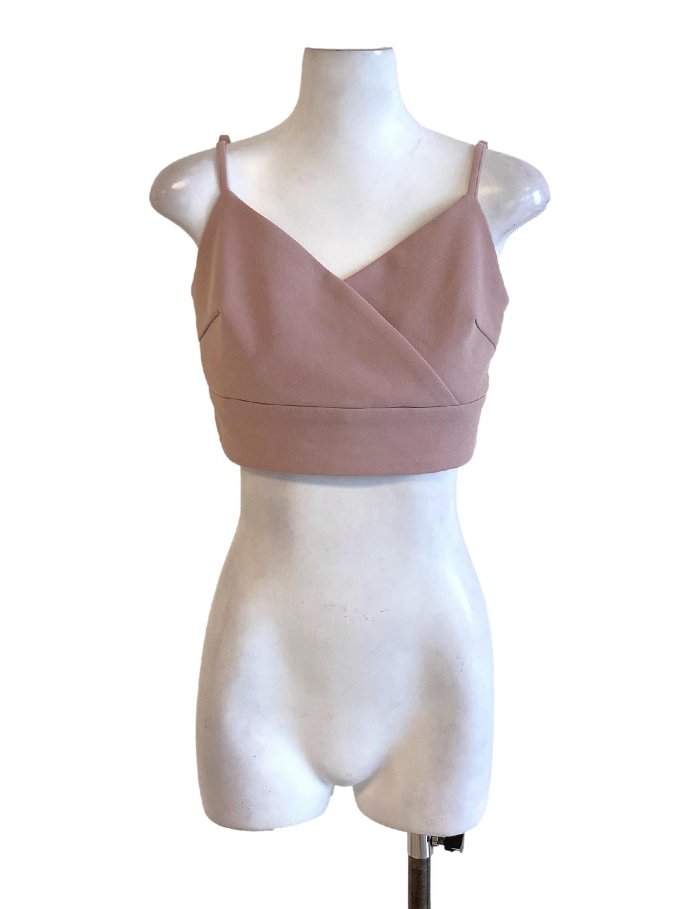 Dusty Pink V-Neck Spaghetti Strap Waisted Cropped Top
