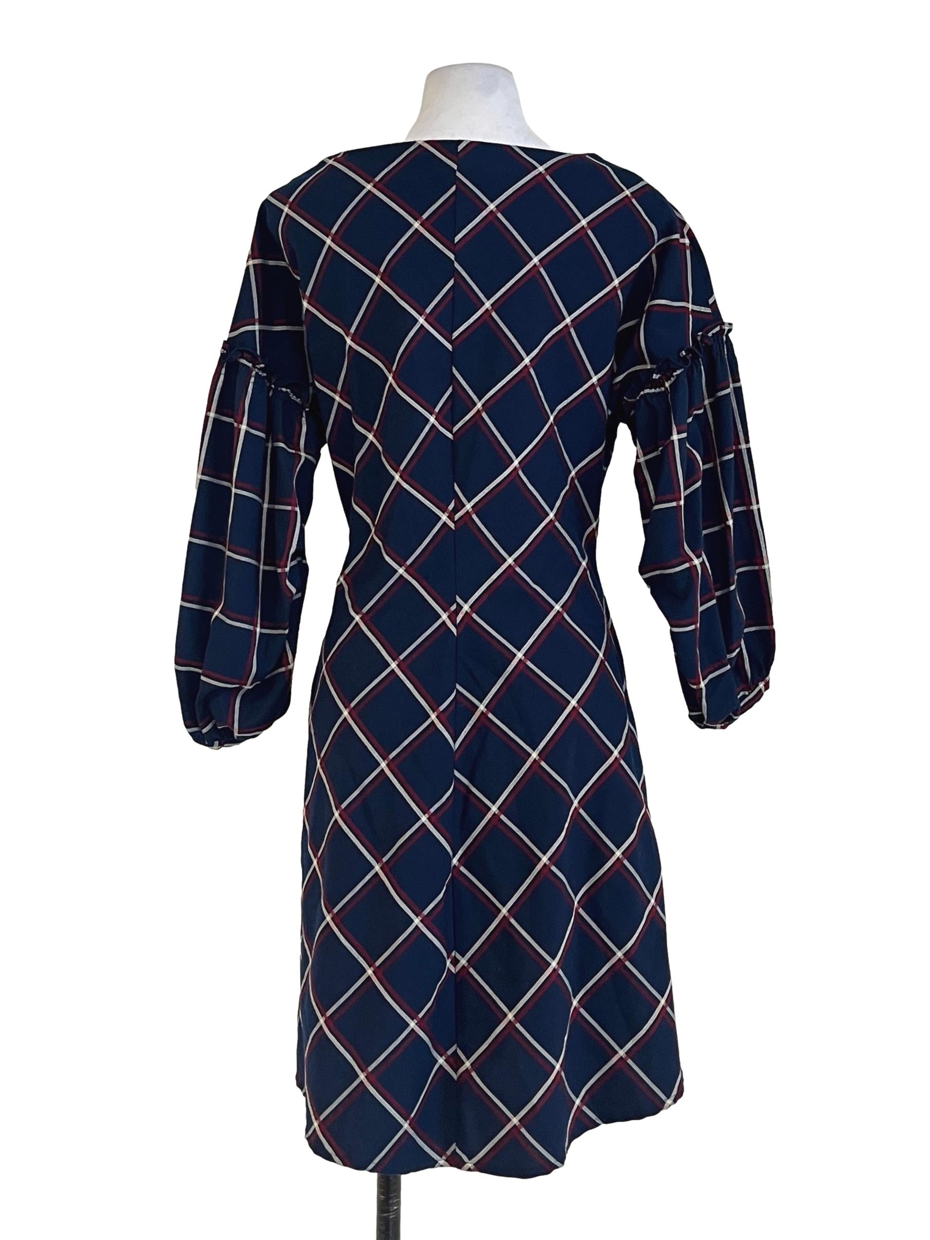 Navy Blue Halter Neck Long Sleeve Wrap Dress