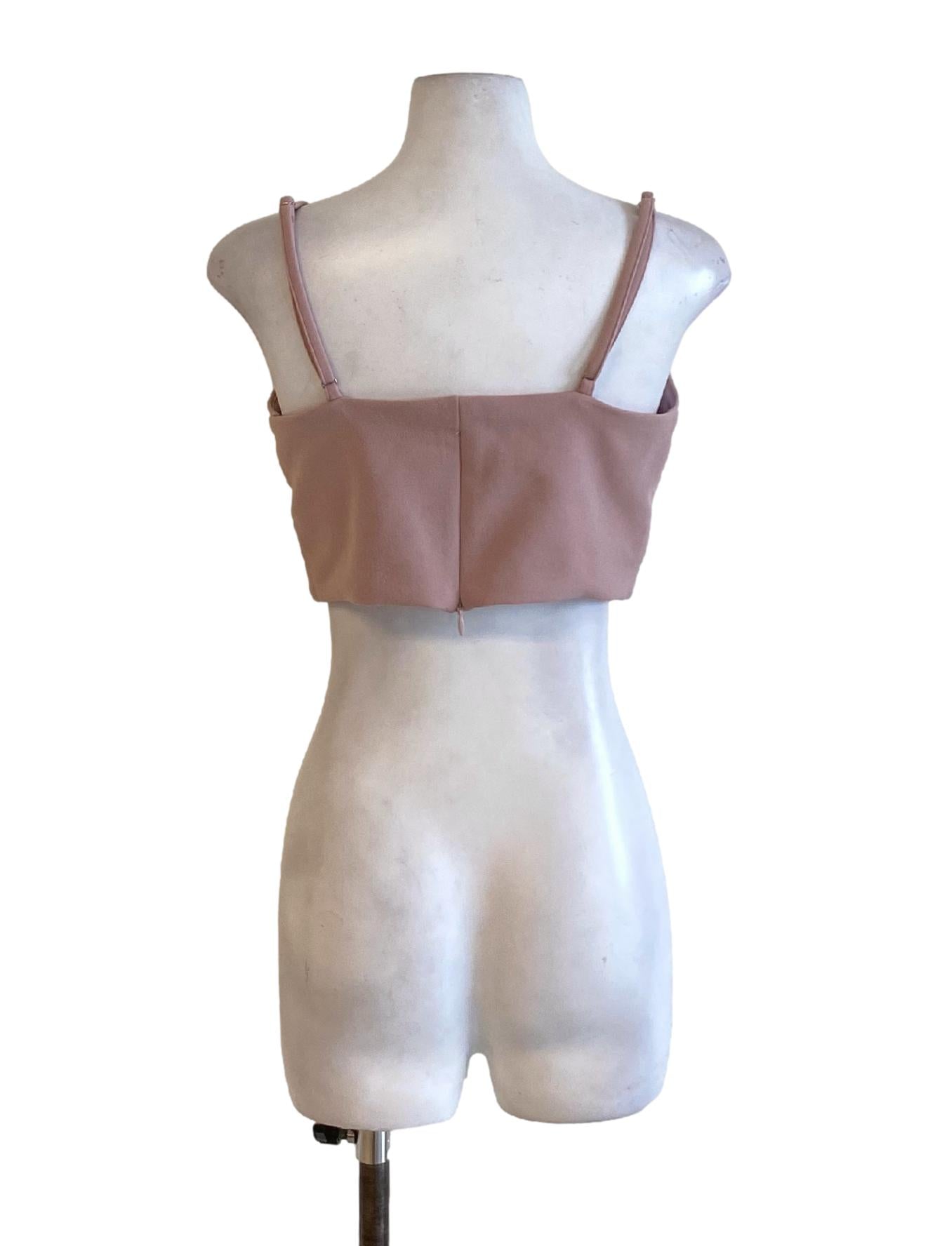 Dusty Pink V-Neck Spaghetti Strap Waisted Cropped Top