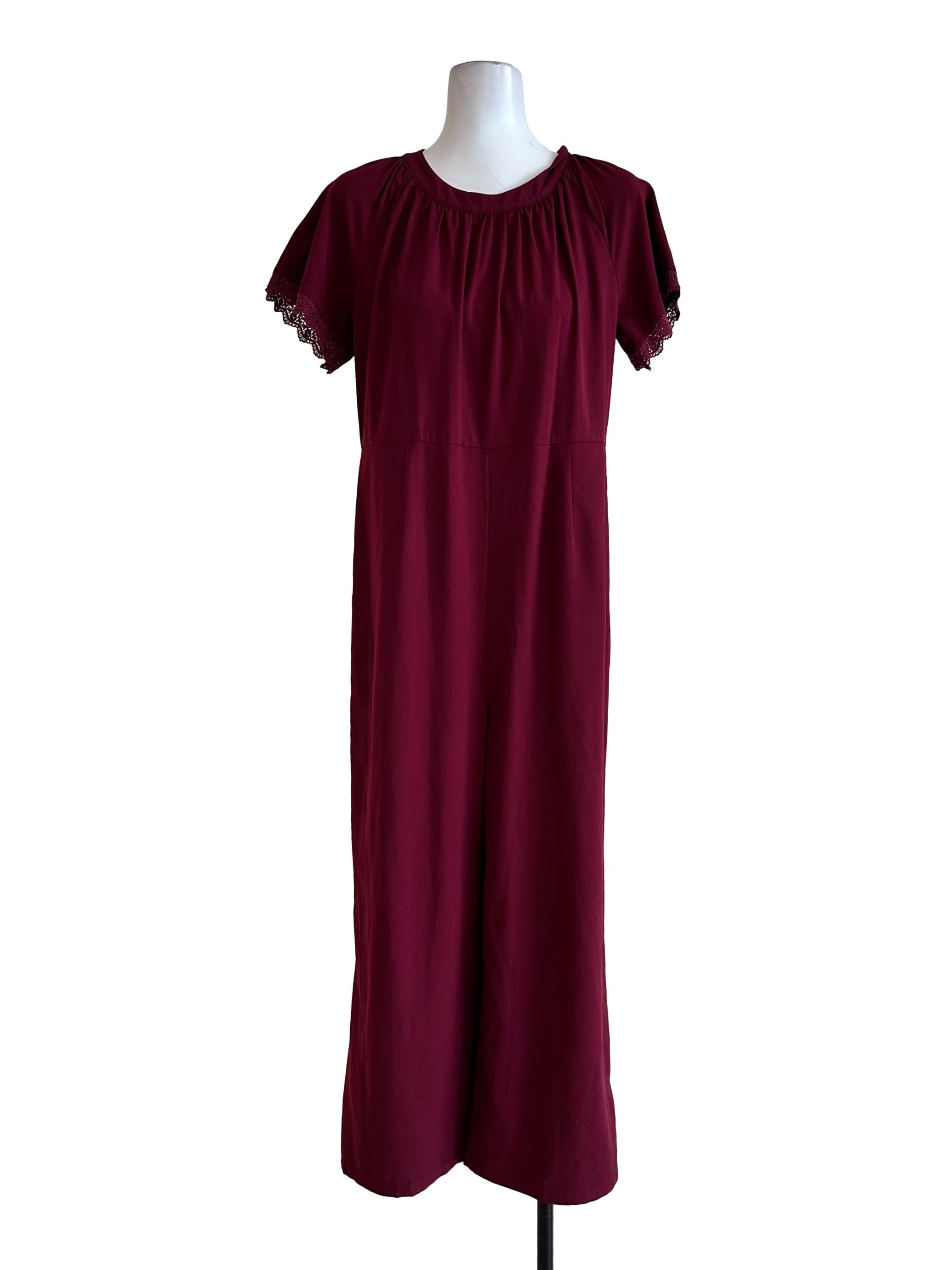 Scarlet Red Embroidered Sleeves Jumpsuit
