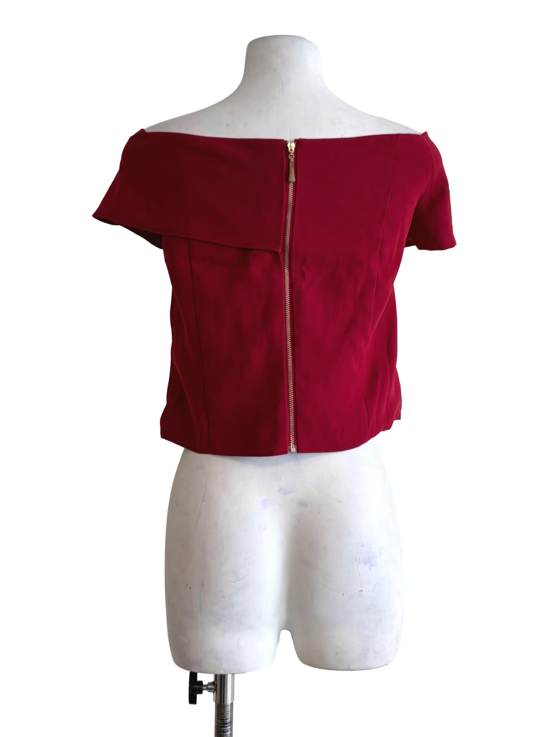 Ruby Red Flutter Crossed Front Crop Top