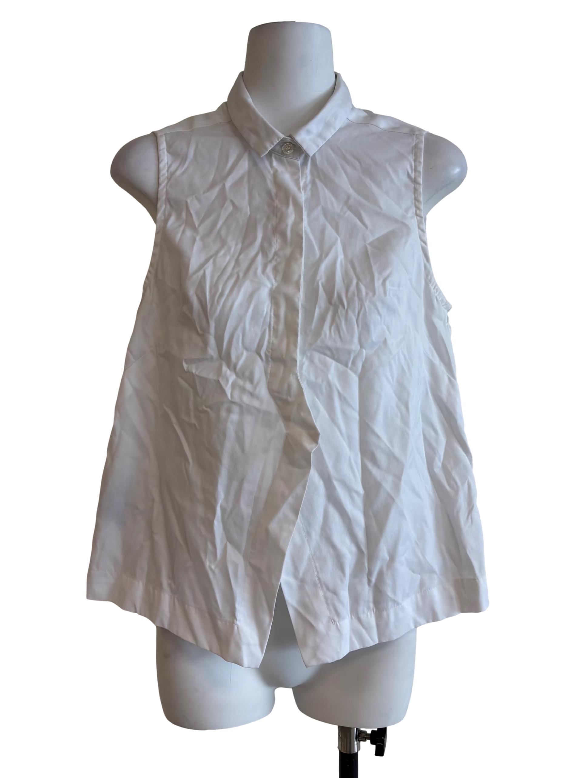 Daisy White Sleeveless Collared Top