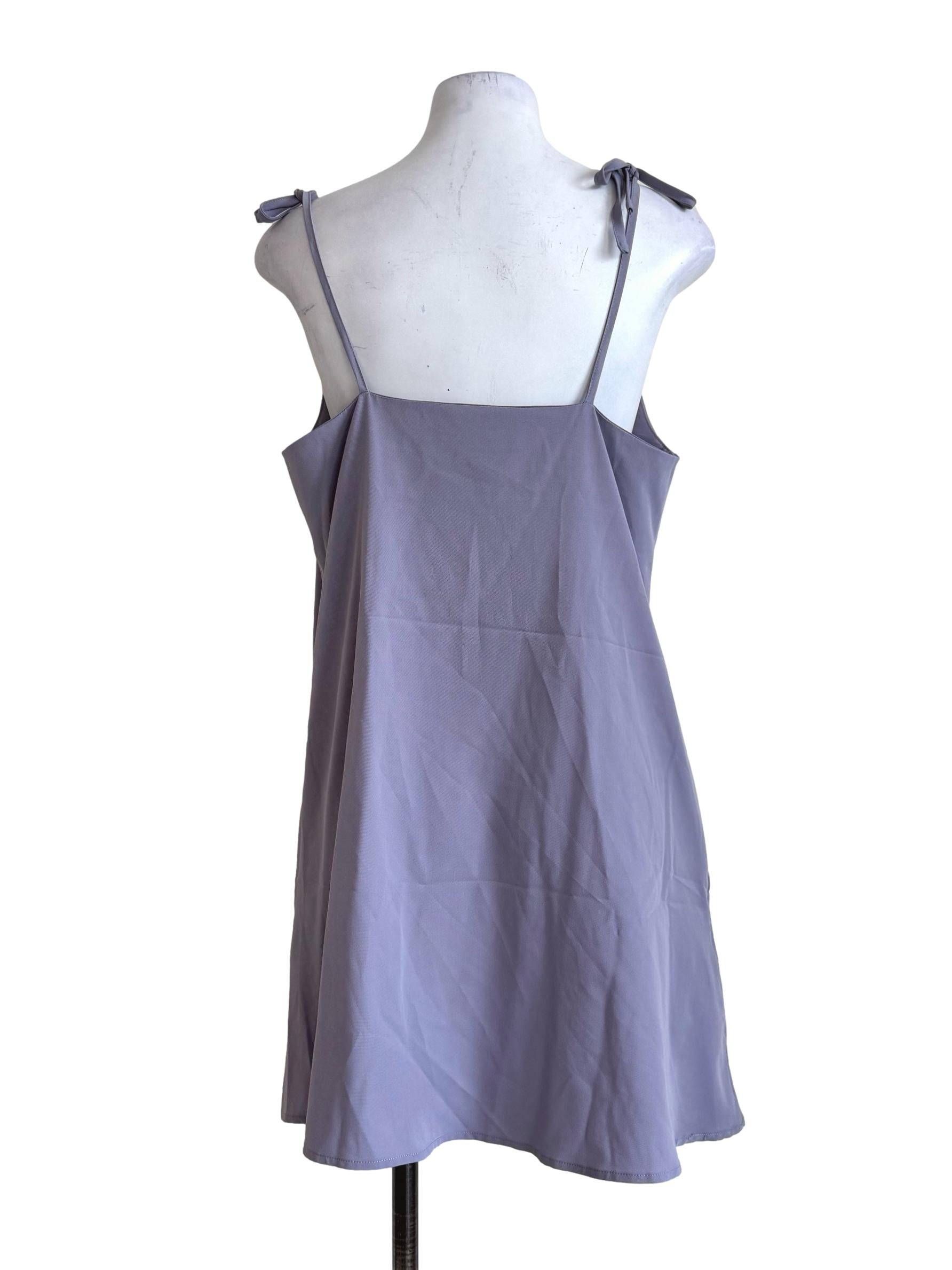 Stone Grey V Neck Mini Dress LB