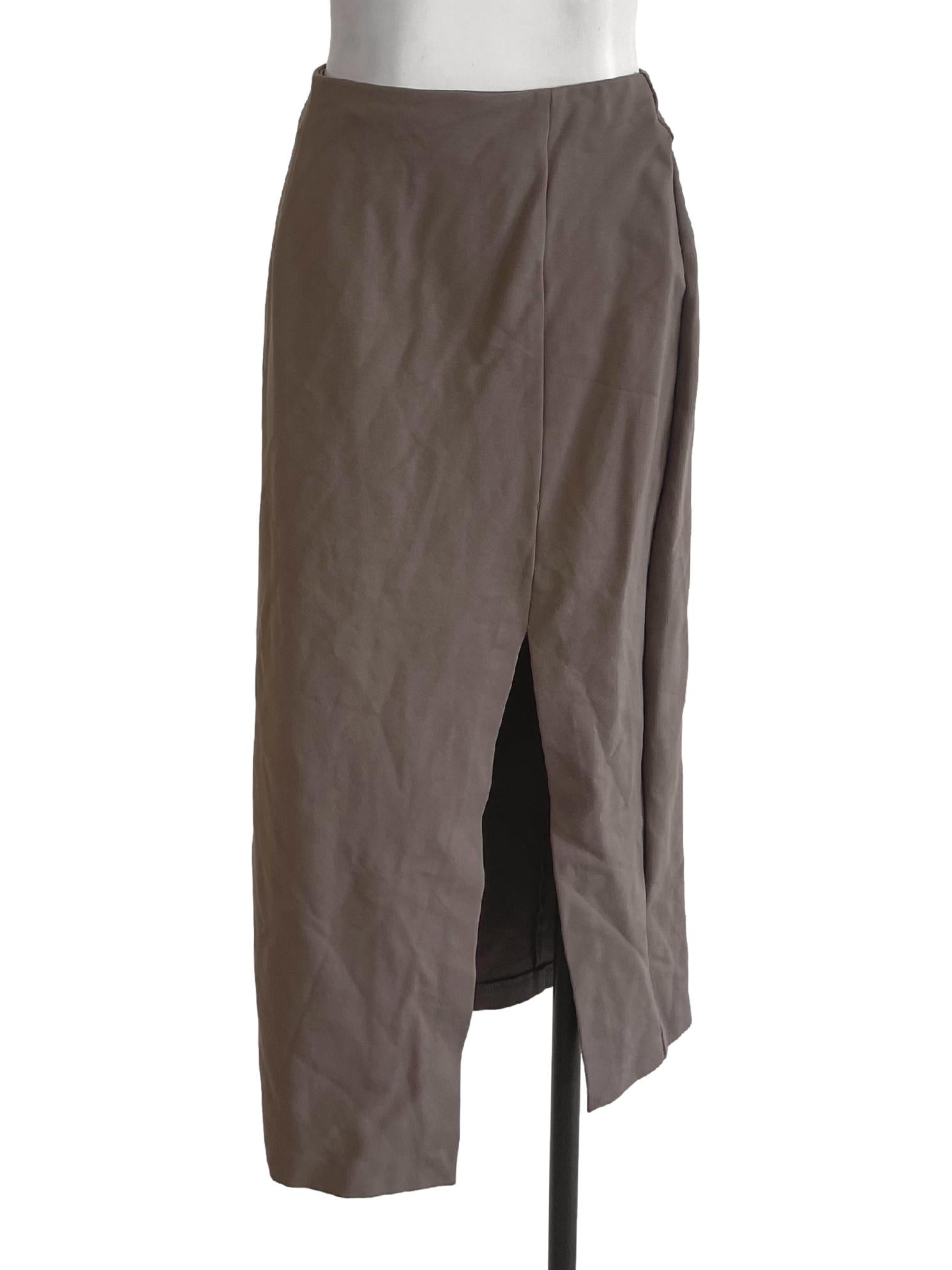 Taupe Slit Cotton Skirt LB