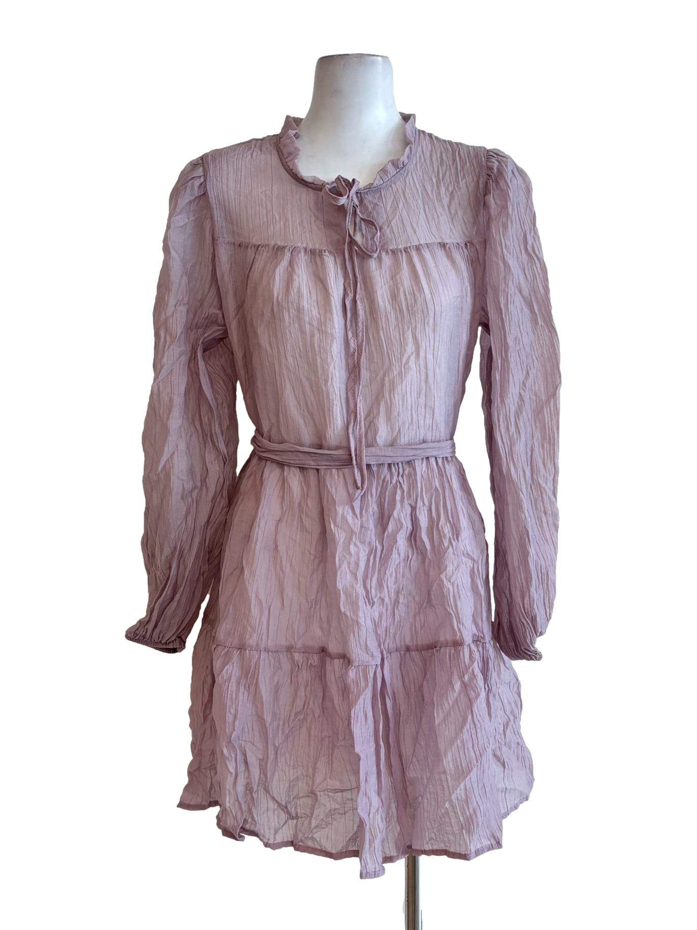 Thistle Purple Crinkled Cotton Dress