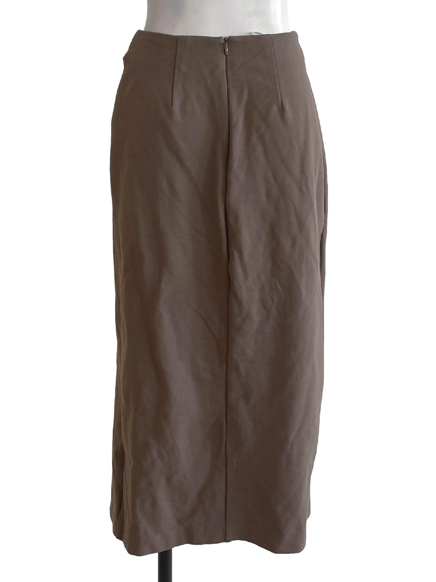 Taupe Slit Cotton Skirt LB