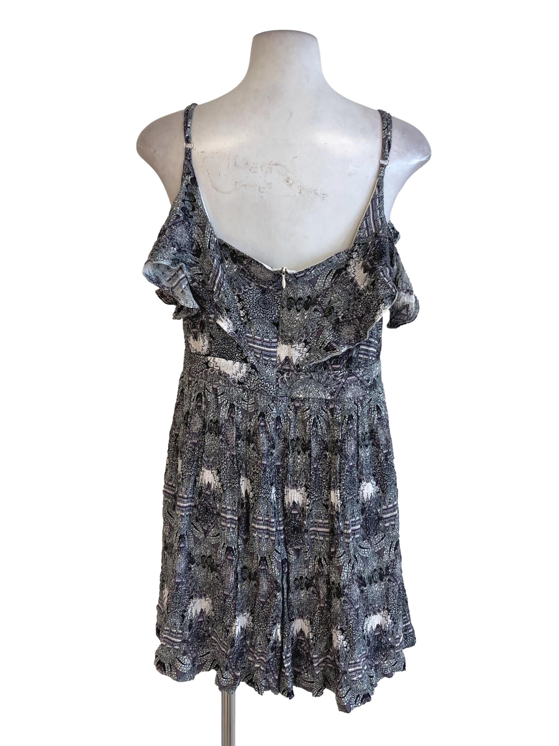 Grey Color Block Bohemian Ruffle Dress