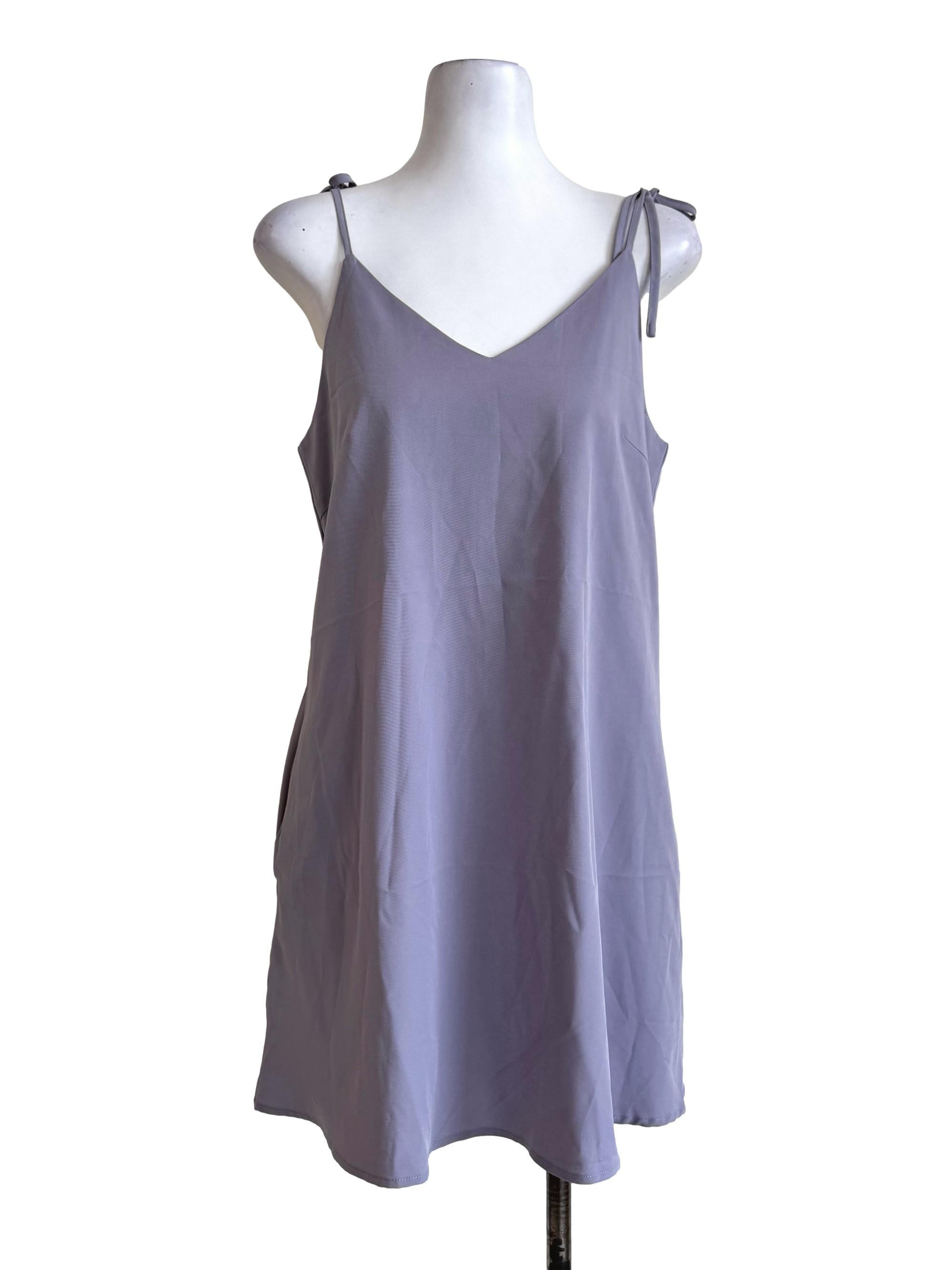 Stone Grey V Neck Mini Dress LB