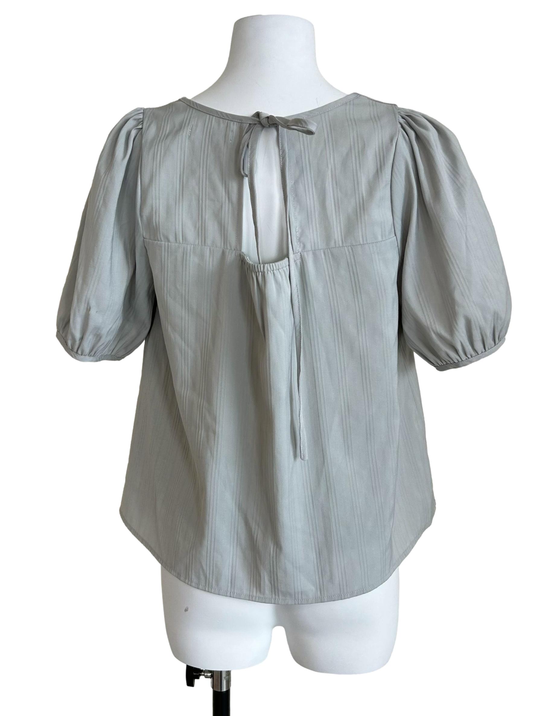Sage Green Square-Neck Puff-Sleeve Top