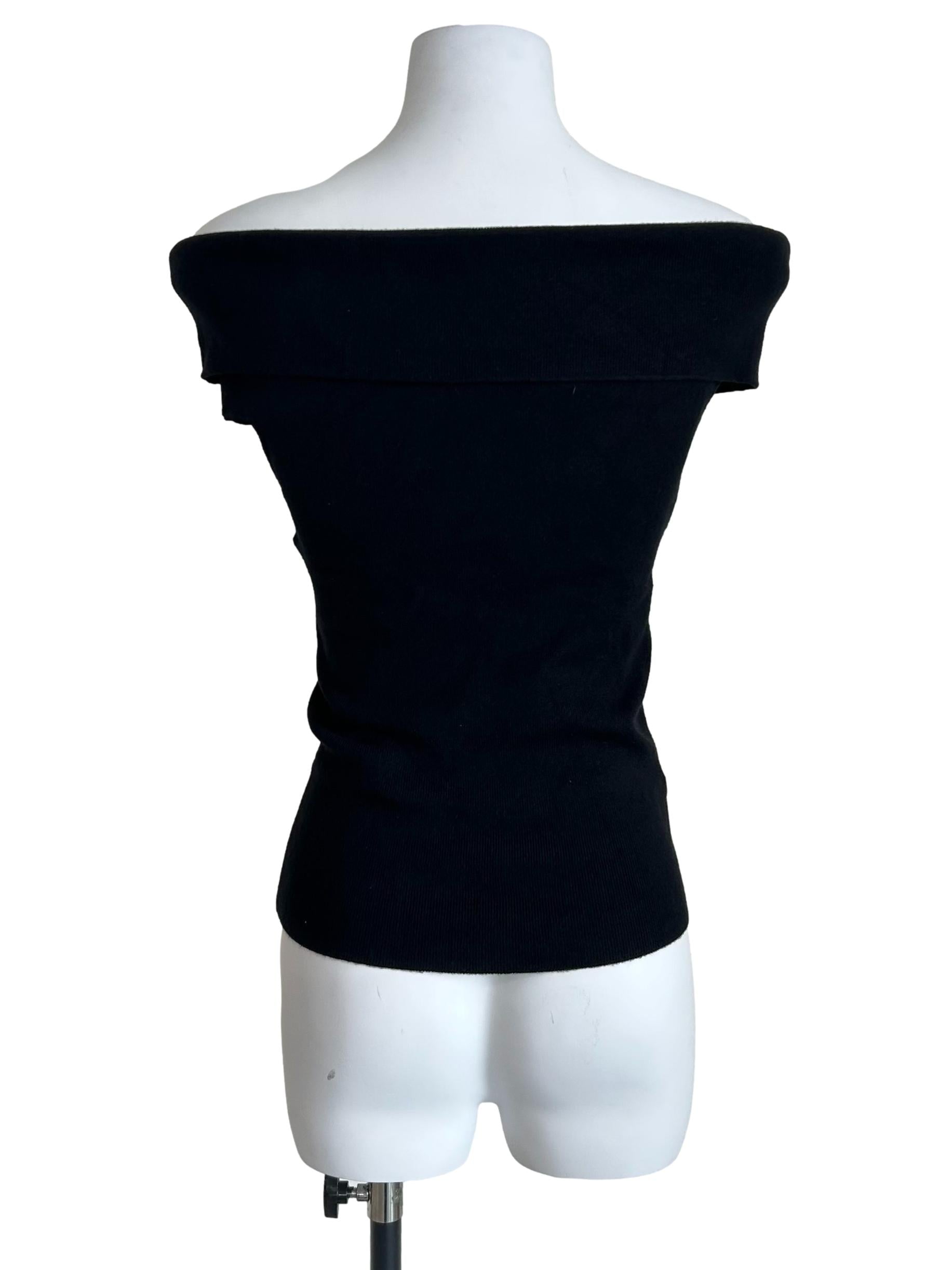 Black Off-The-Shoulder Fold-Over Top
