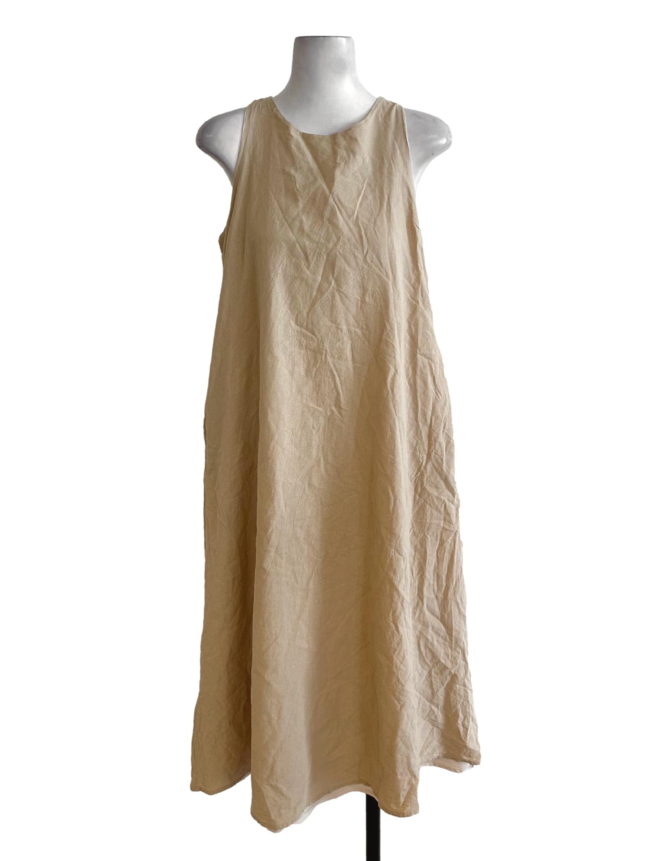 Butter Beige Round Neck Tent Dress