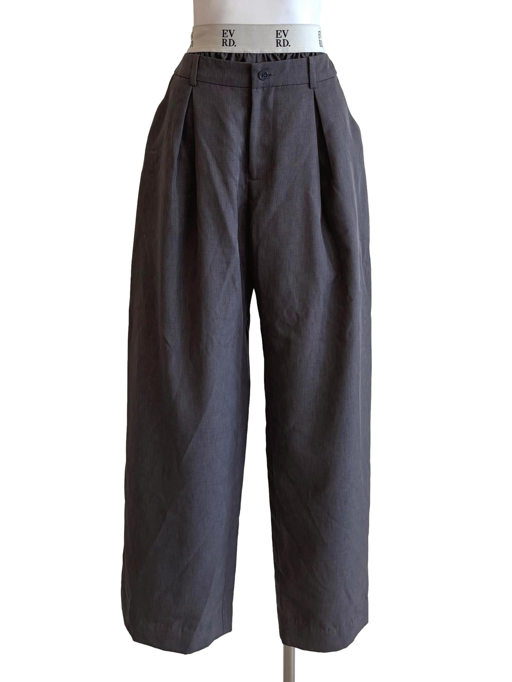 Pebble Grey Layered Waist Pants