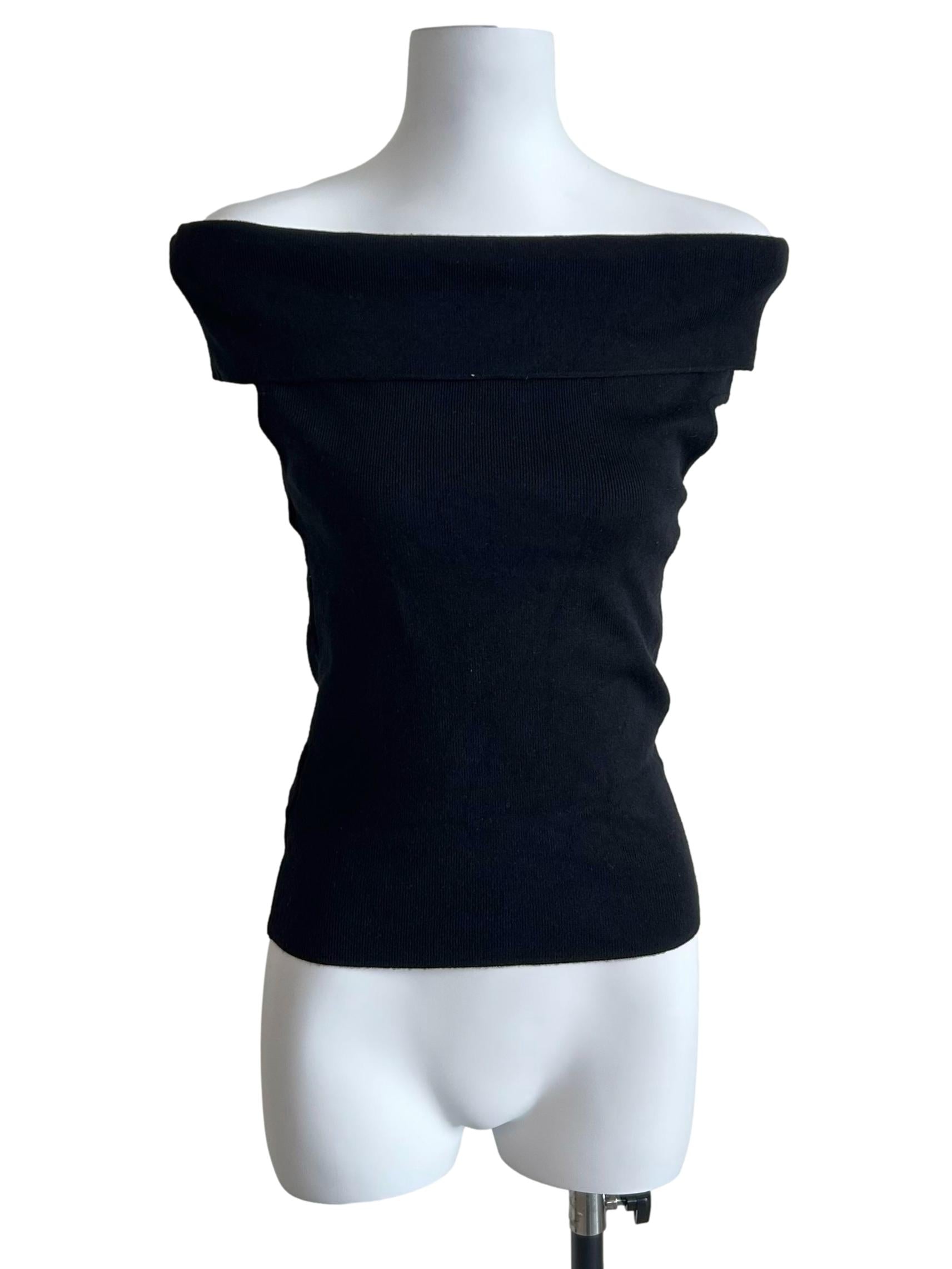 Black Off-The-Shoulder Fold-Over Top