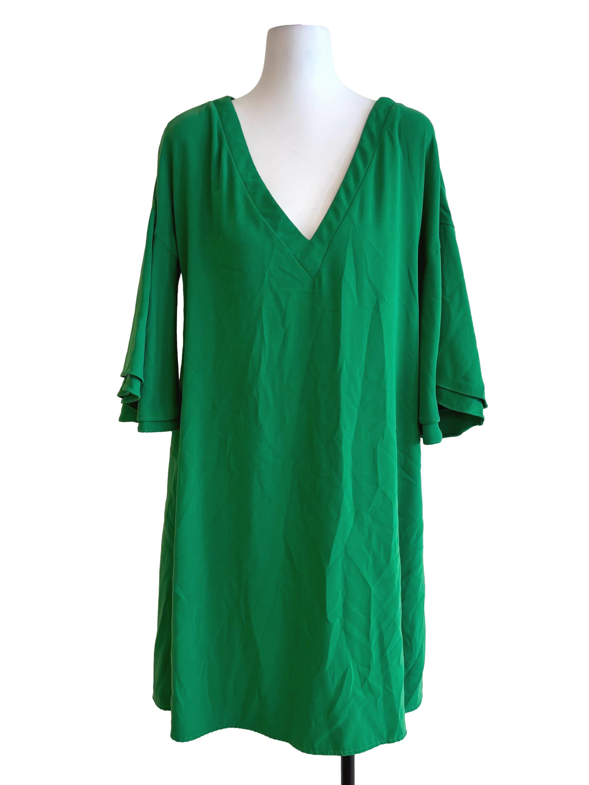 Forest Green V-Neck Shift Dress