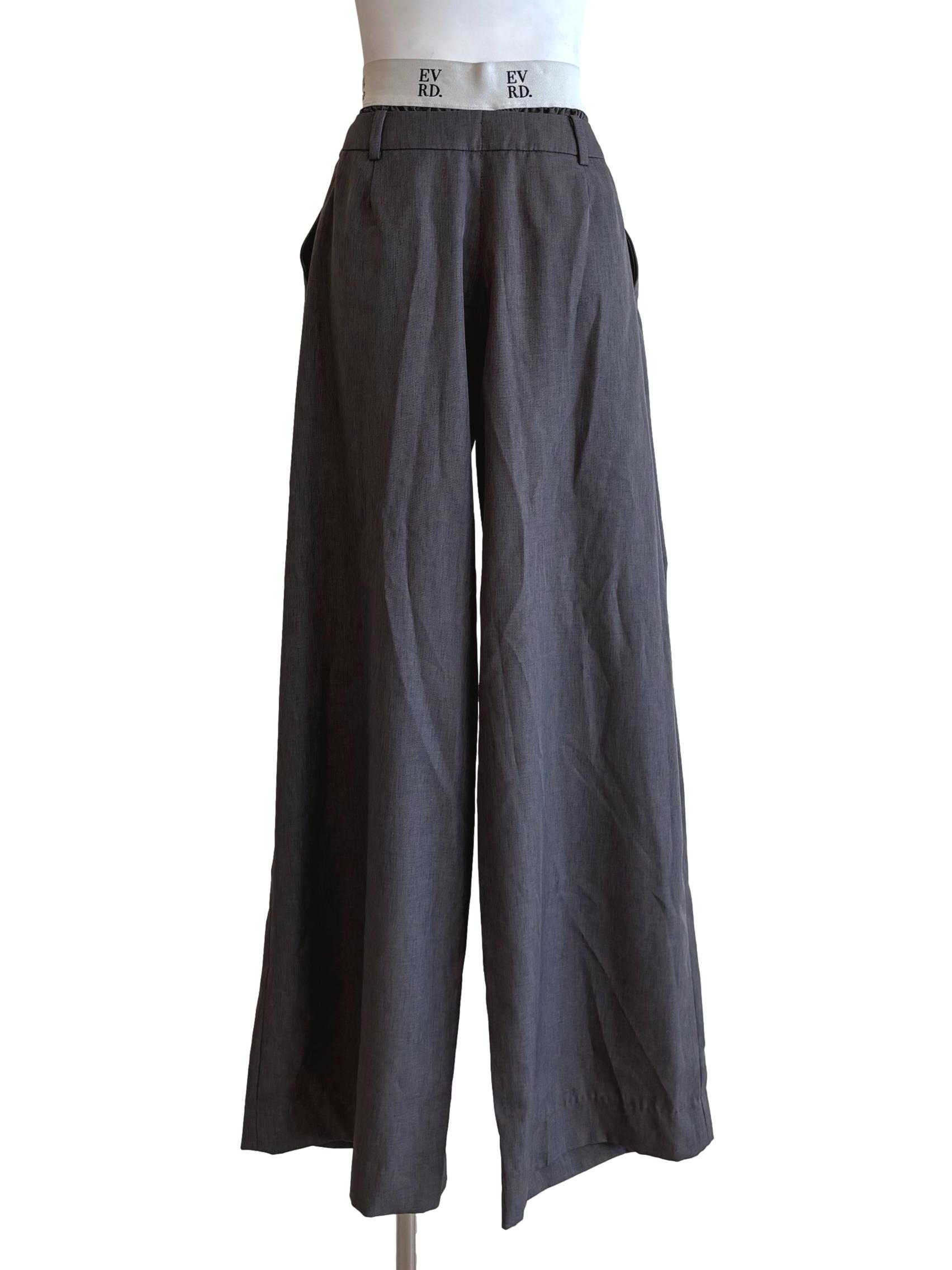 Pebble Grey Layered Waist Pants