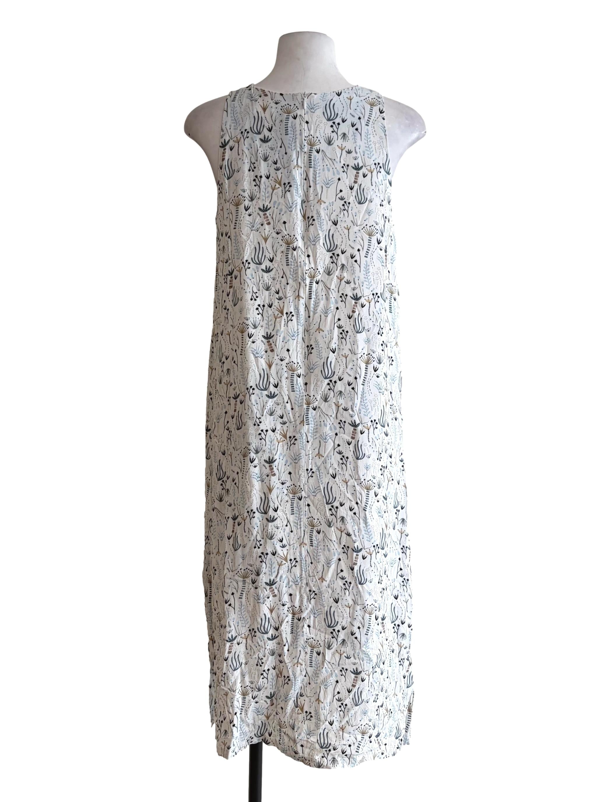 Chiffon White Cactus Graphics Shift Dress