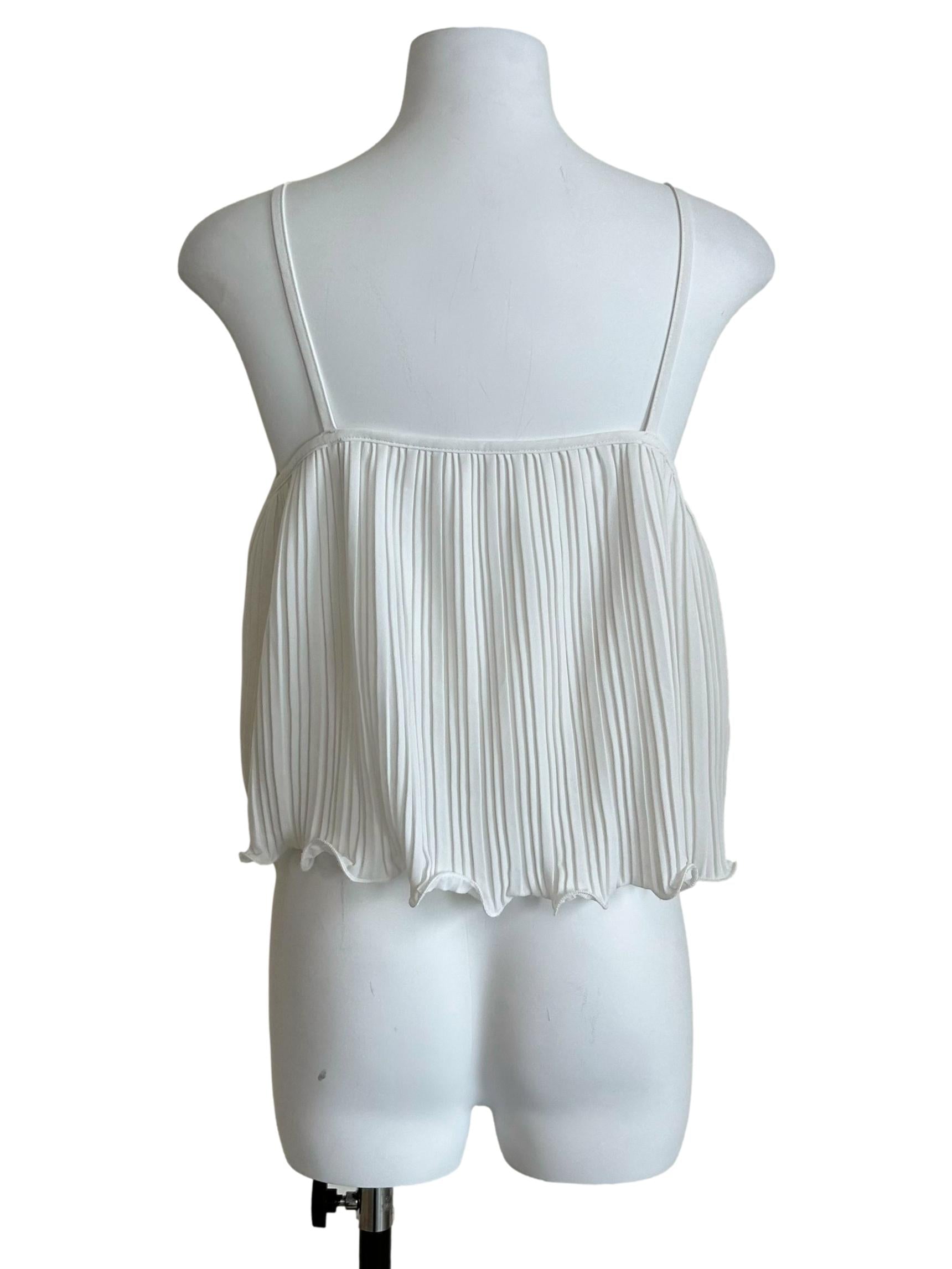 White Pleated Cami Tank Top