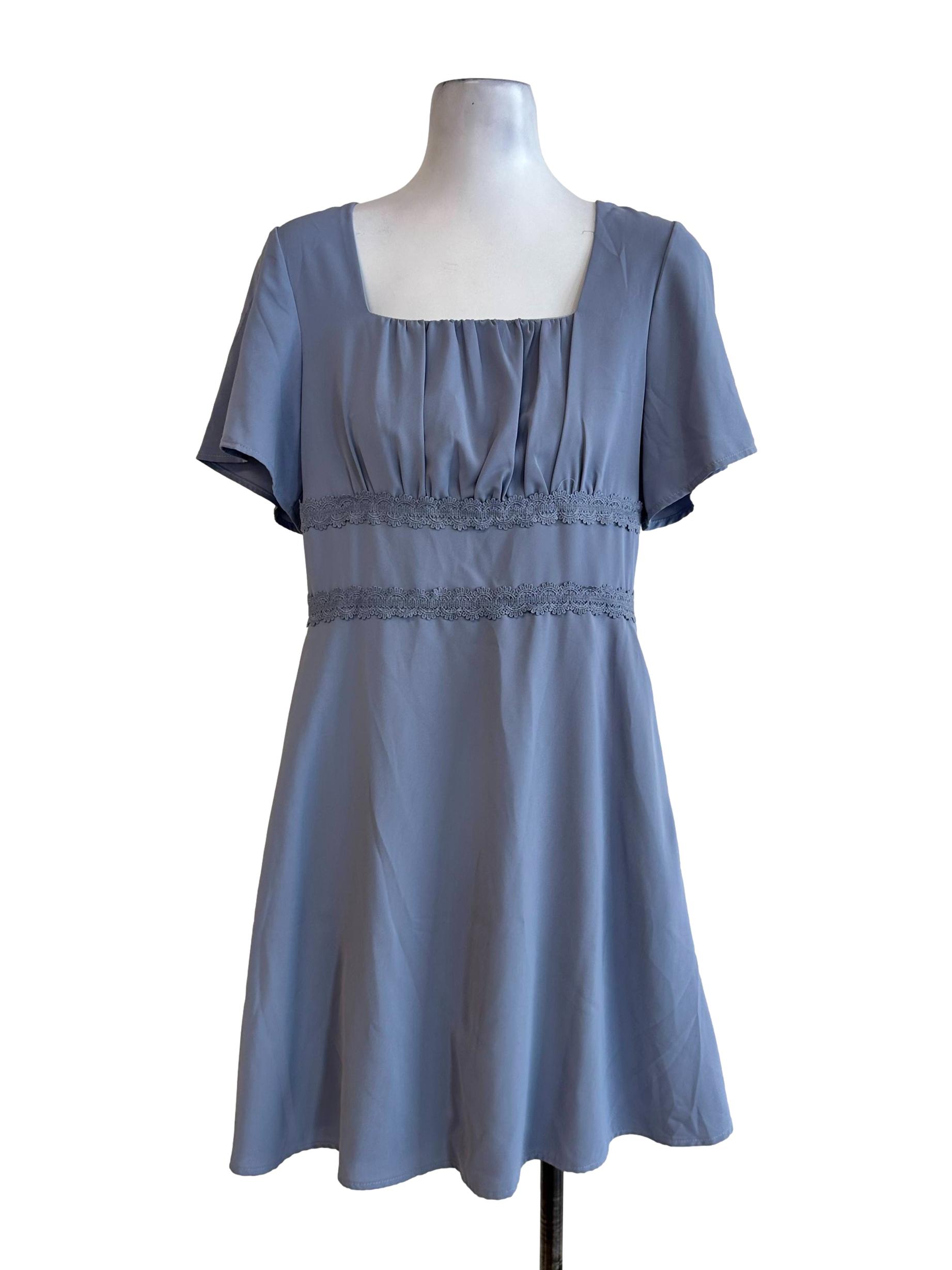 Powder Blue Square Neck Mini Dress
