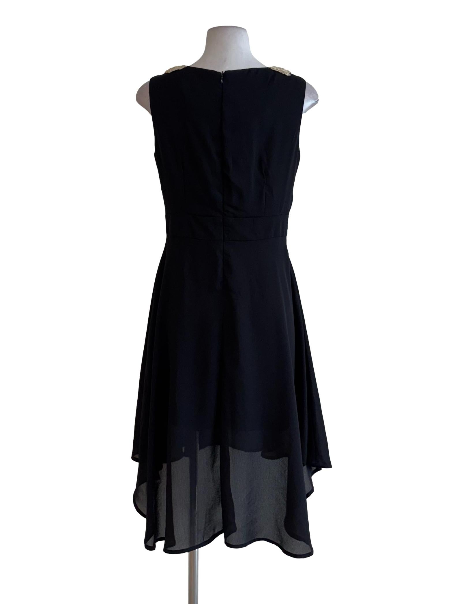 Night Black Gold Neckline Flowy Dress