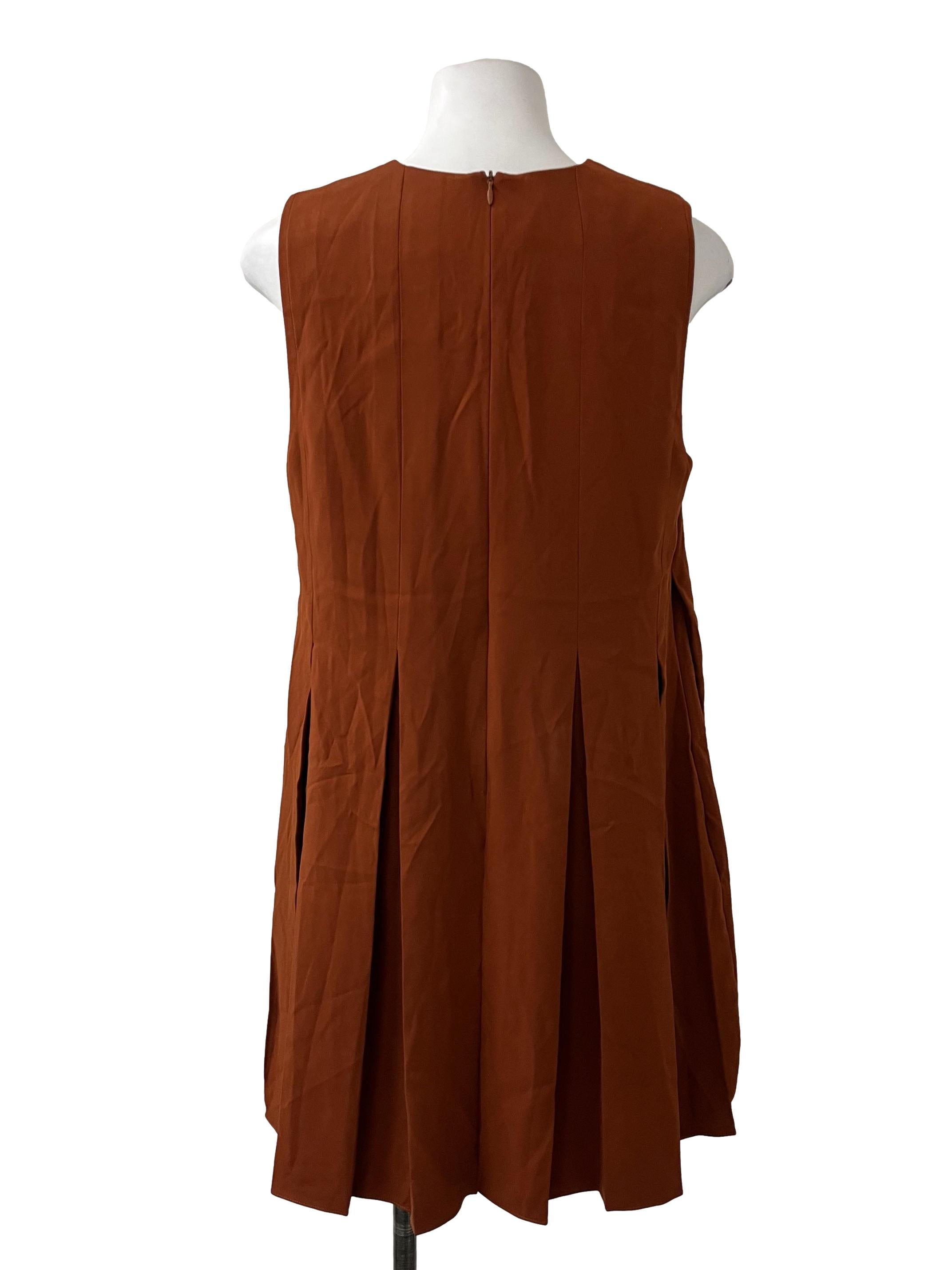 Burnt Orange Pleated Romper