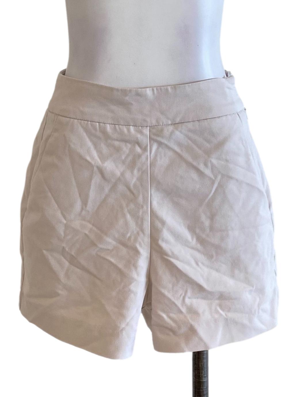 Beige Brown Plain Shorts