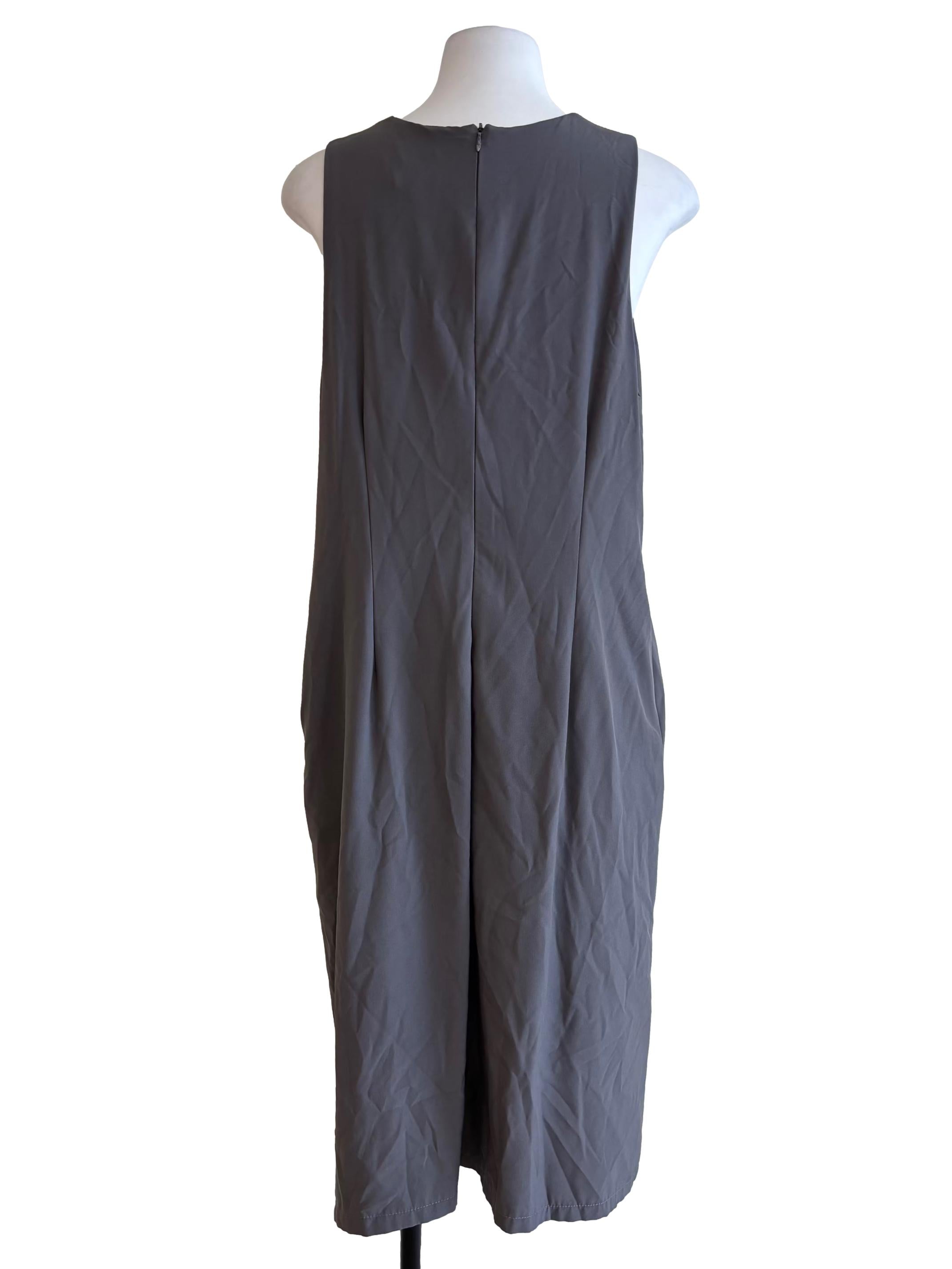 Fog Grey Sleeveless Pleated Dress