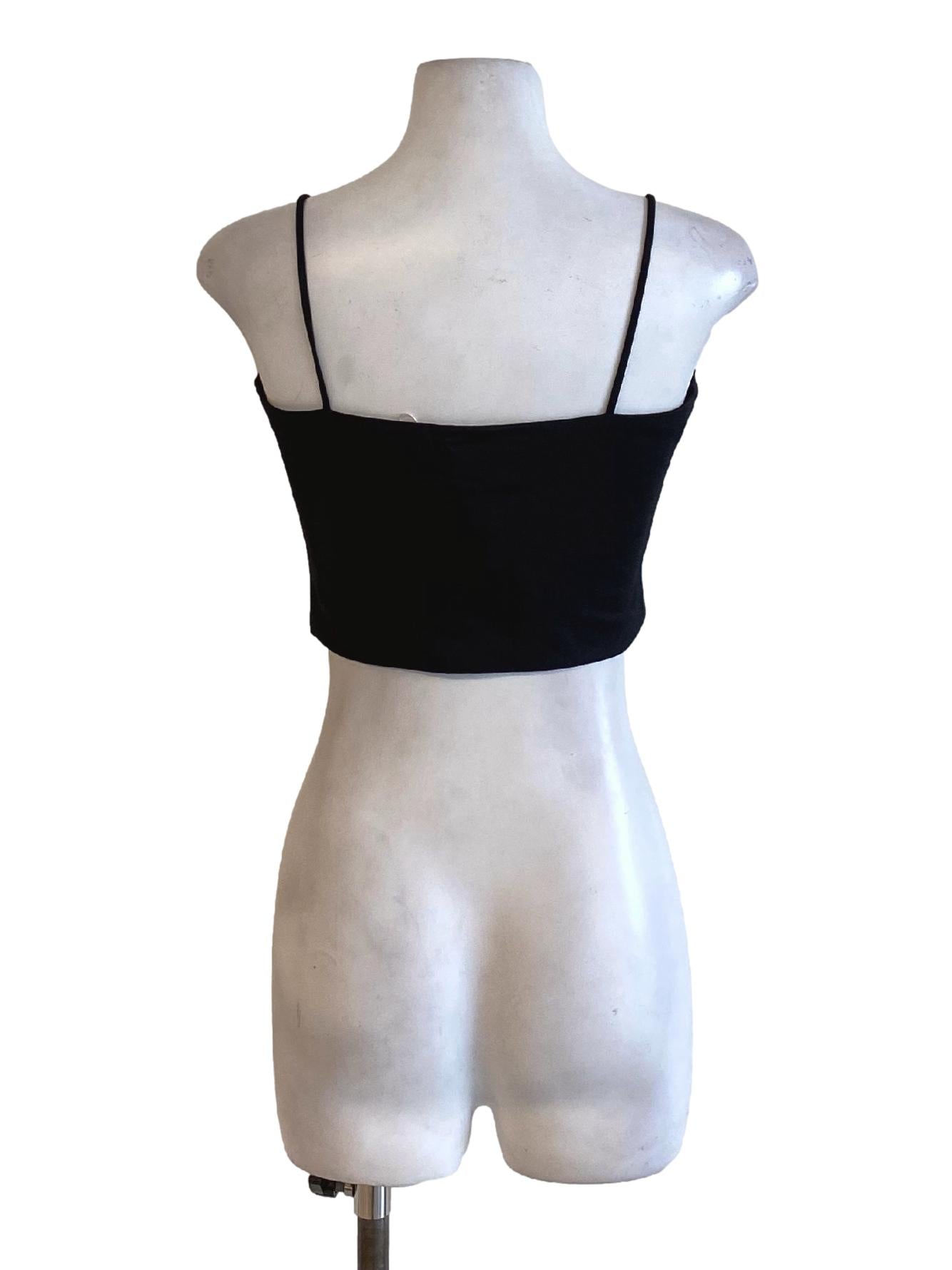 Ebony Black Spaghetti Strap Fit Cropped Top