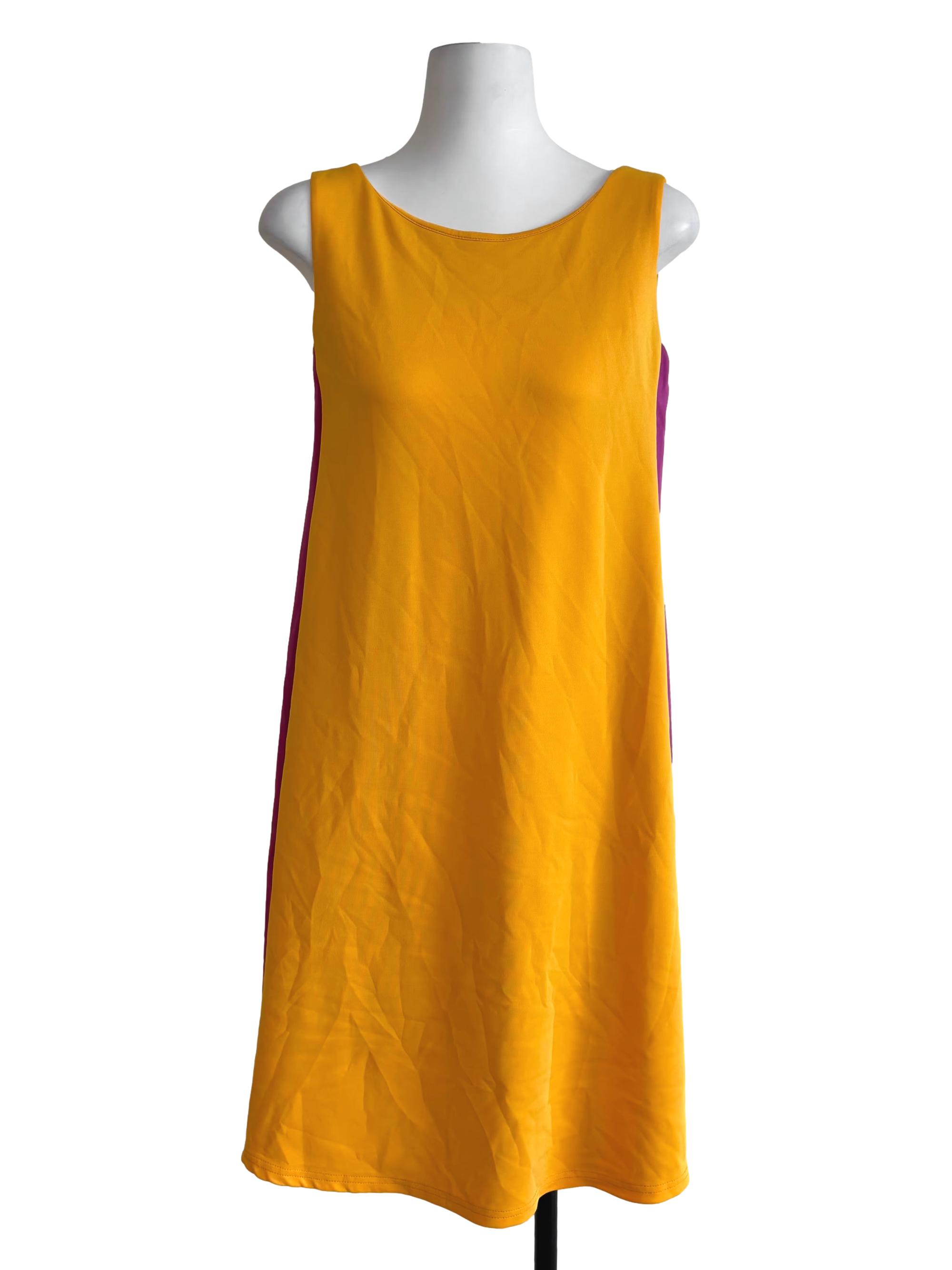 Gold Yellow Magenta Stripe Shift Dress