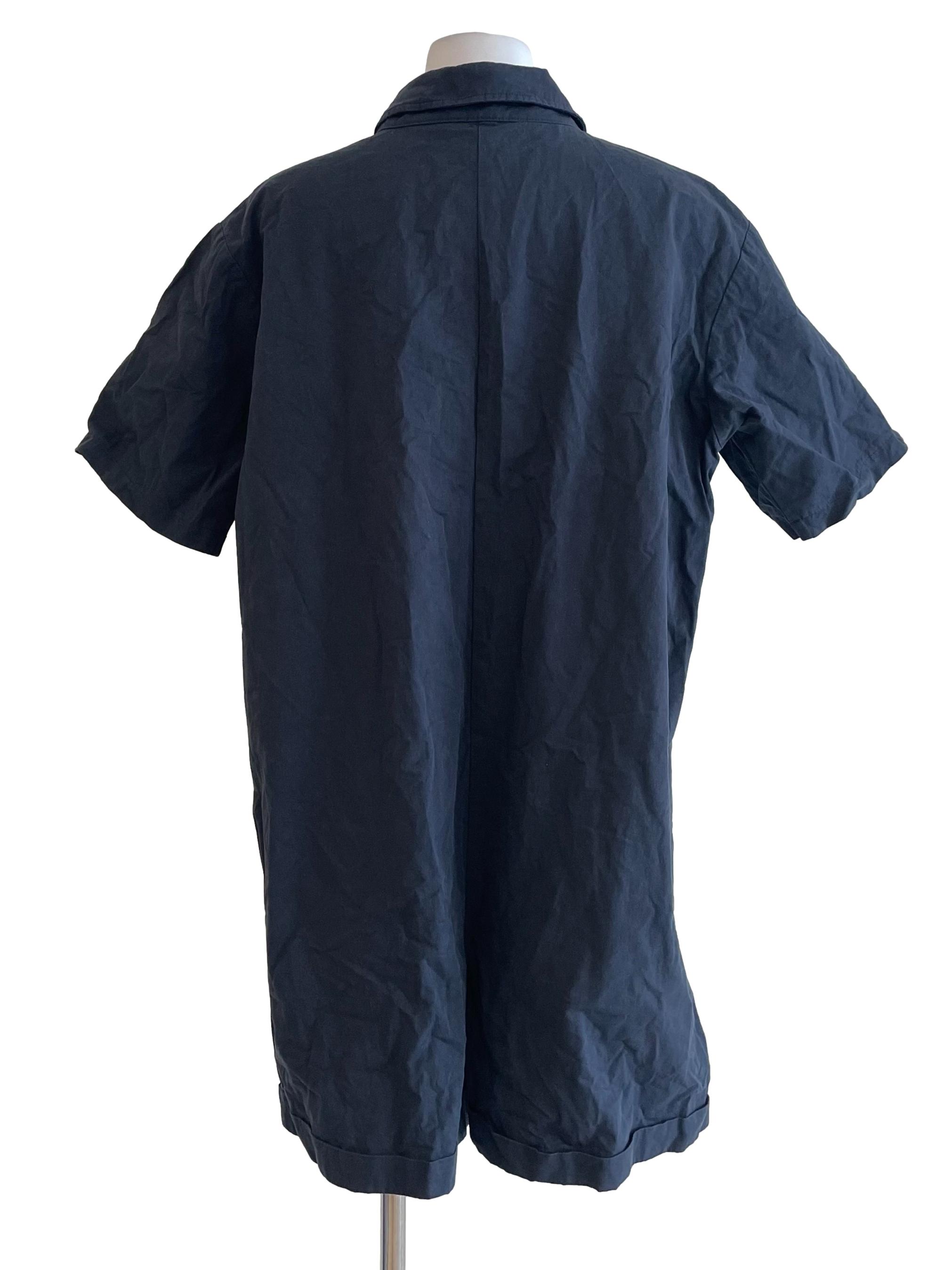 Navy Button Up Shirt Romper OSN