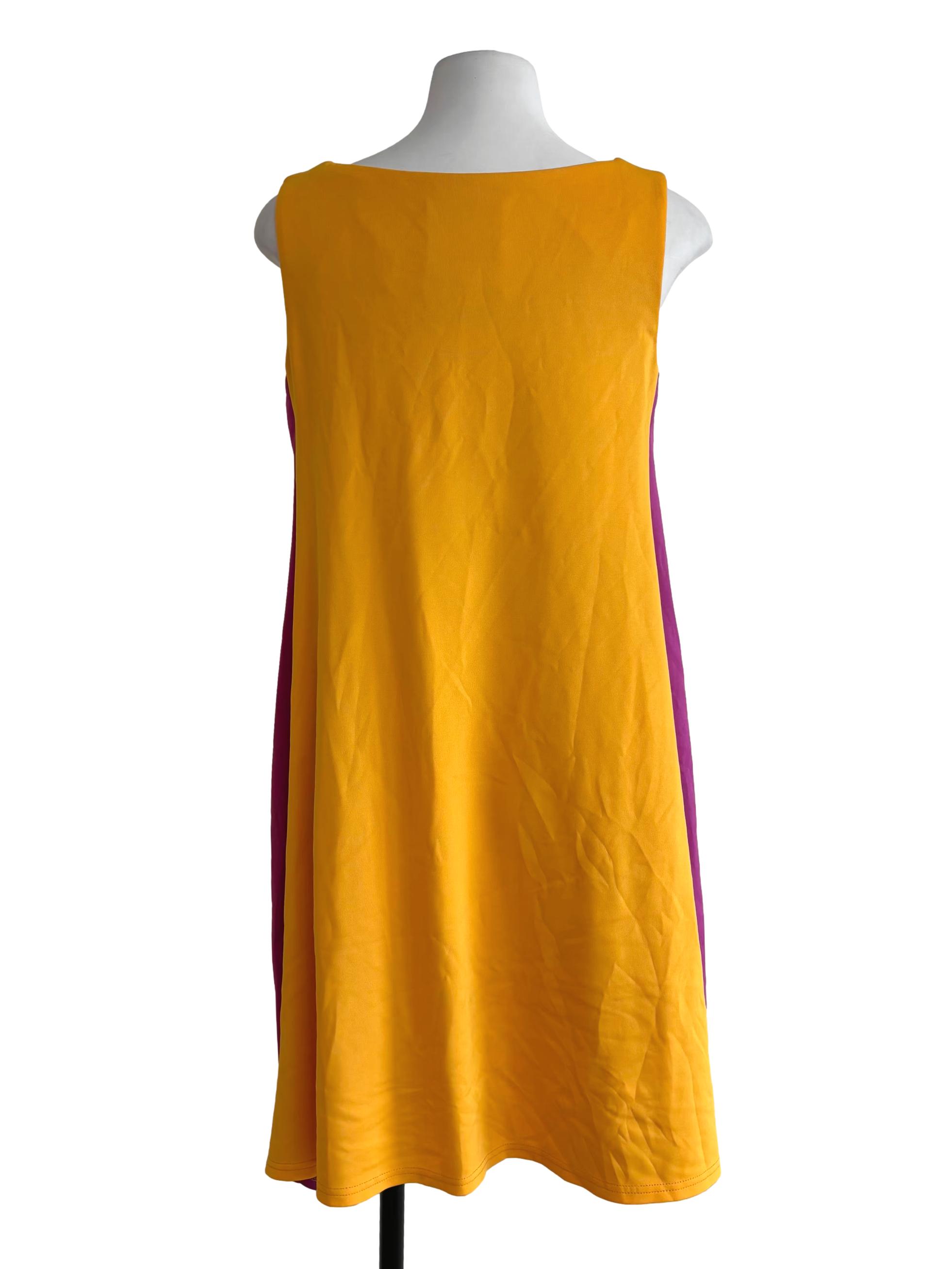 Gold Yellow Magenta Stripe Shift Dress