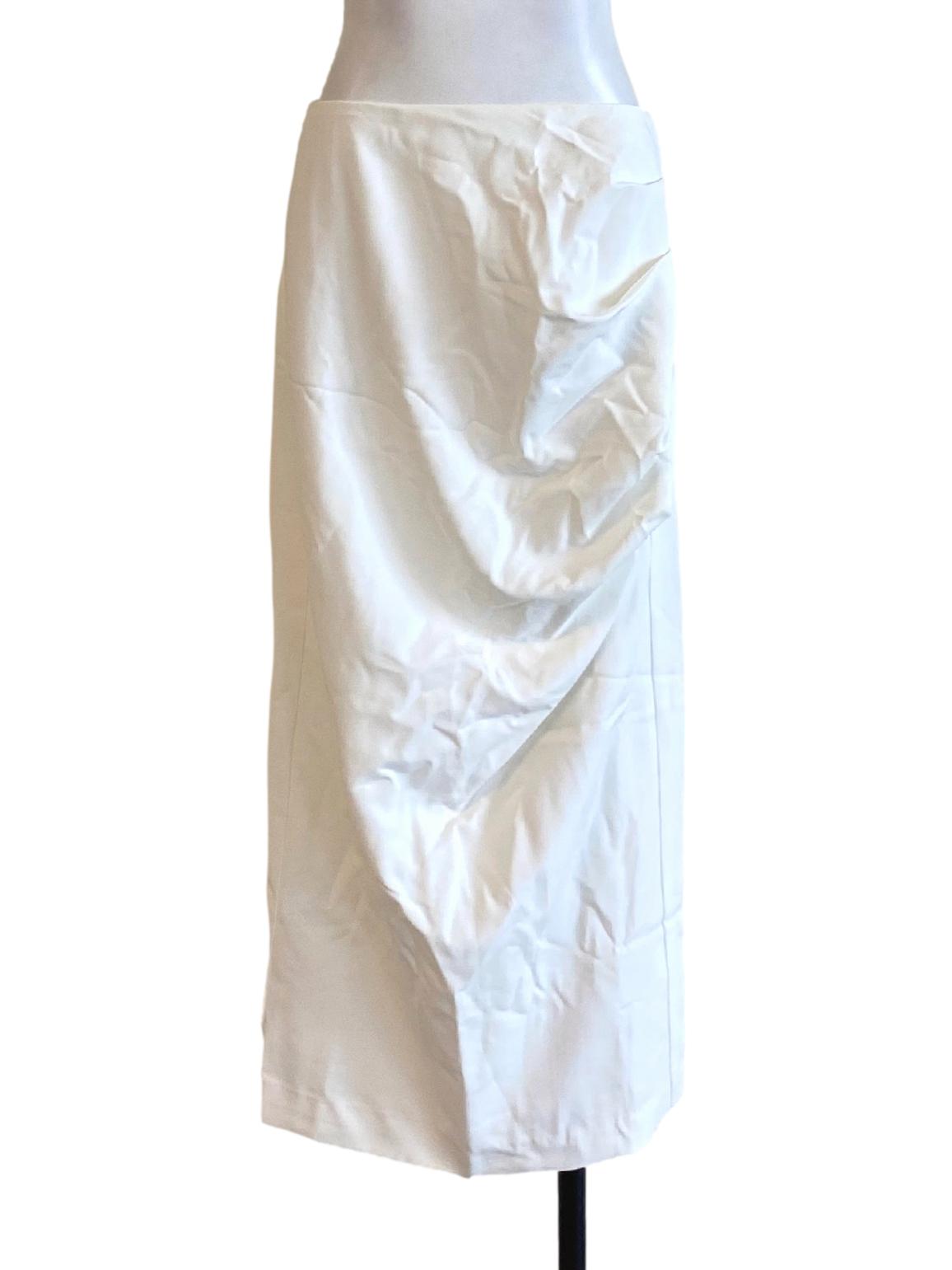 Soft White Zip Up Wrap Drape Long Skirt LB