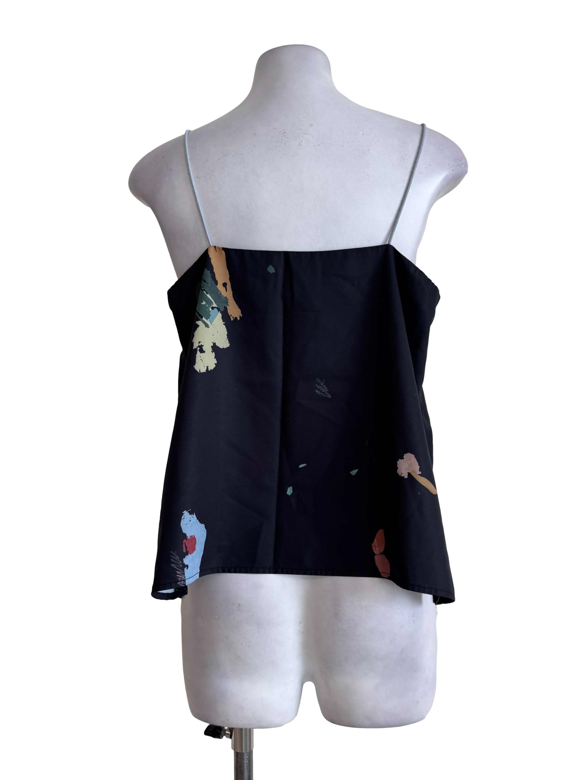 Black With Multi Color Prints Spaghetti Strap OSN