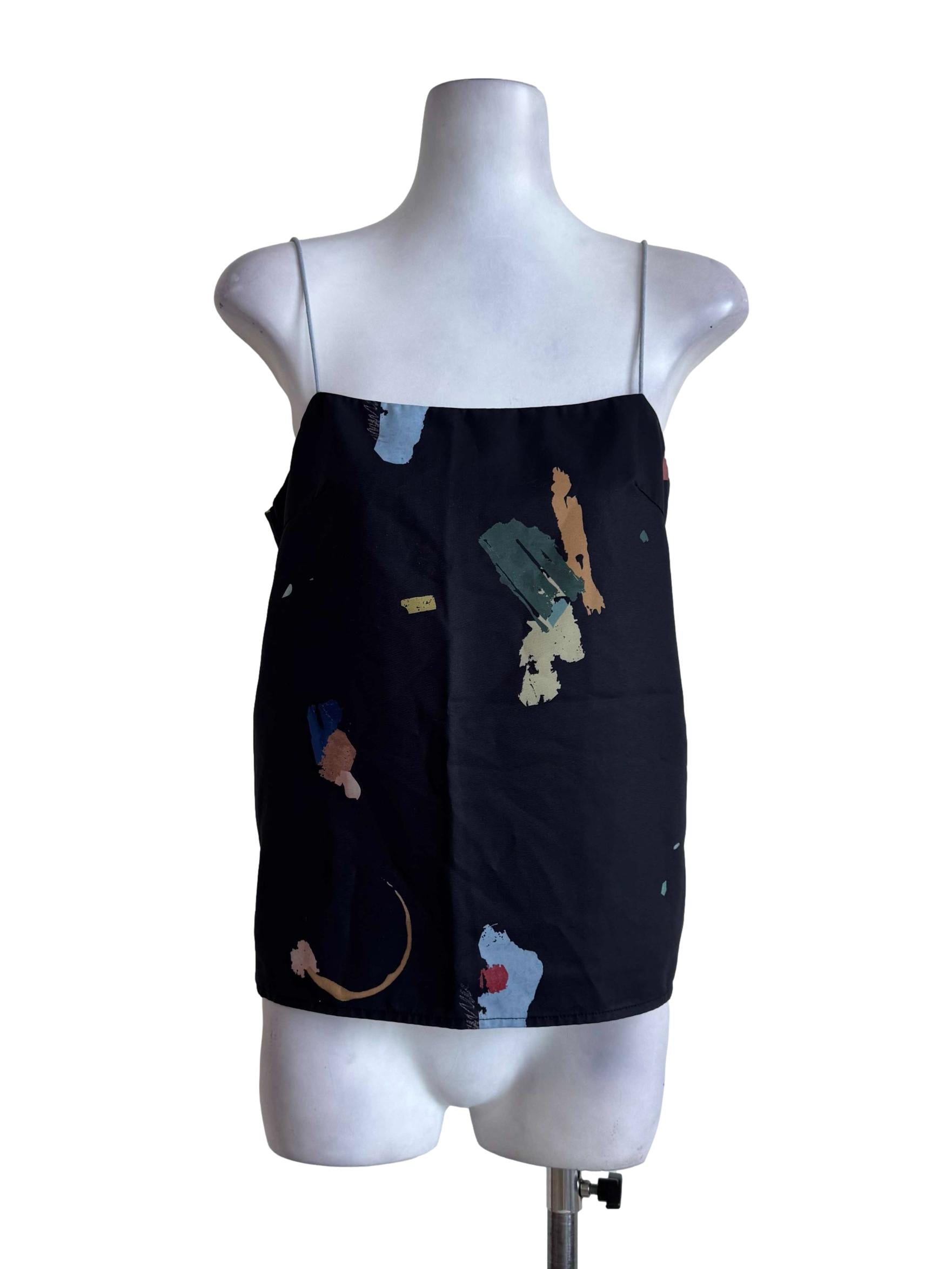 Black With Multi Color Prints Spaghetti Strap OSN