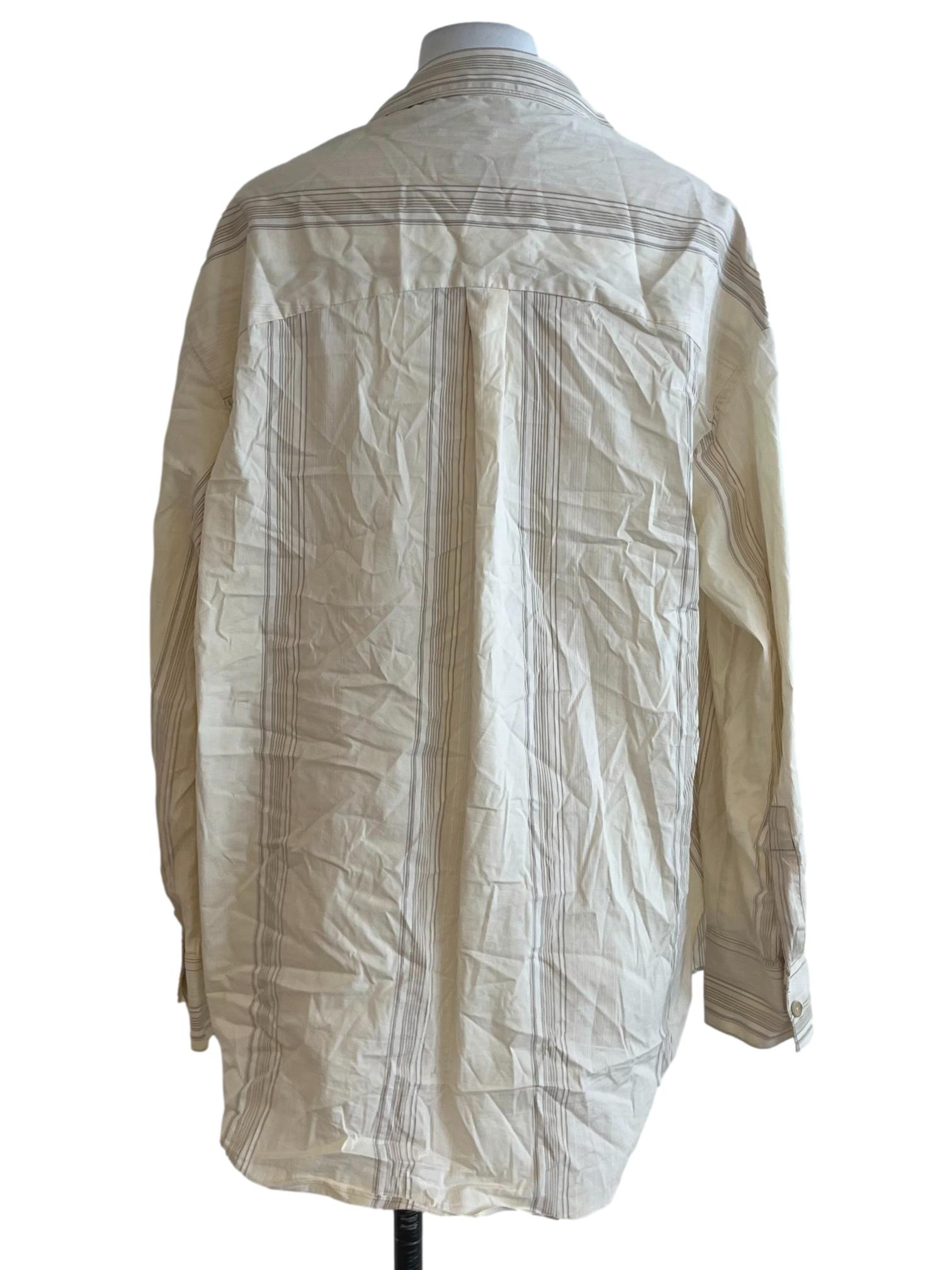 Beige Wing Collared Button-Down Blouse