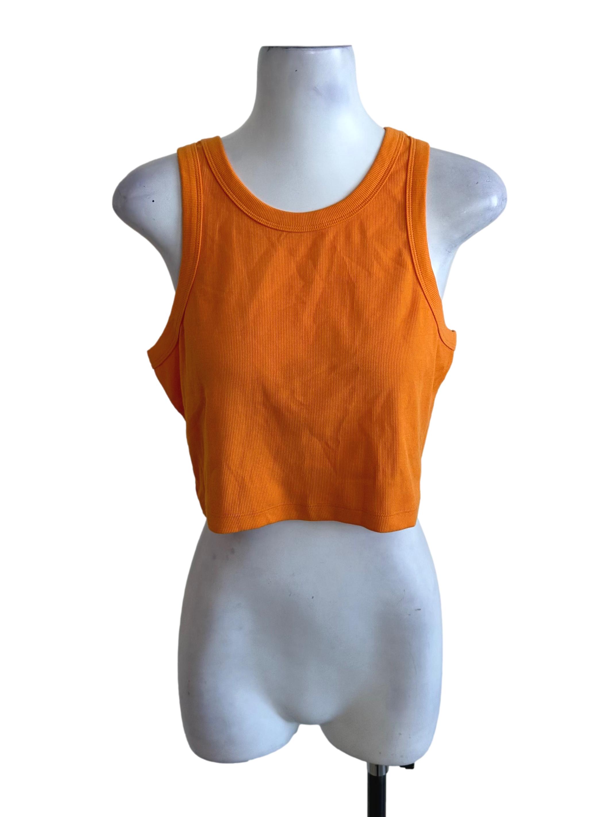 Fire Orange Round Neck Tank Top TCL