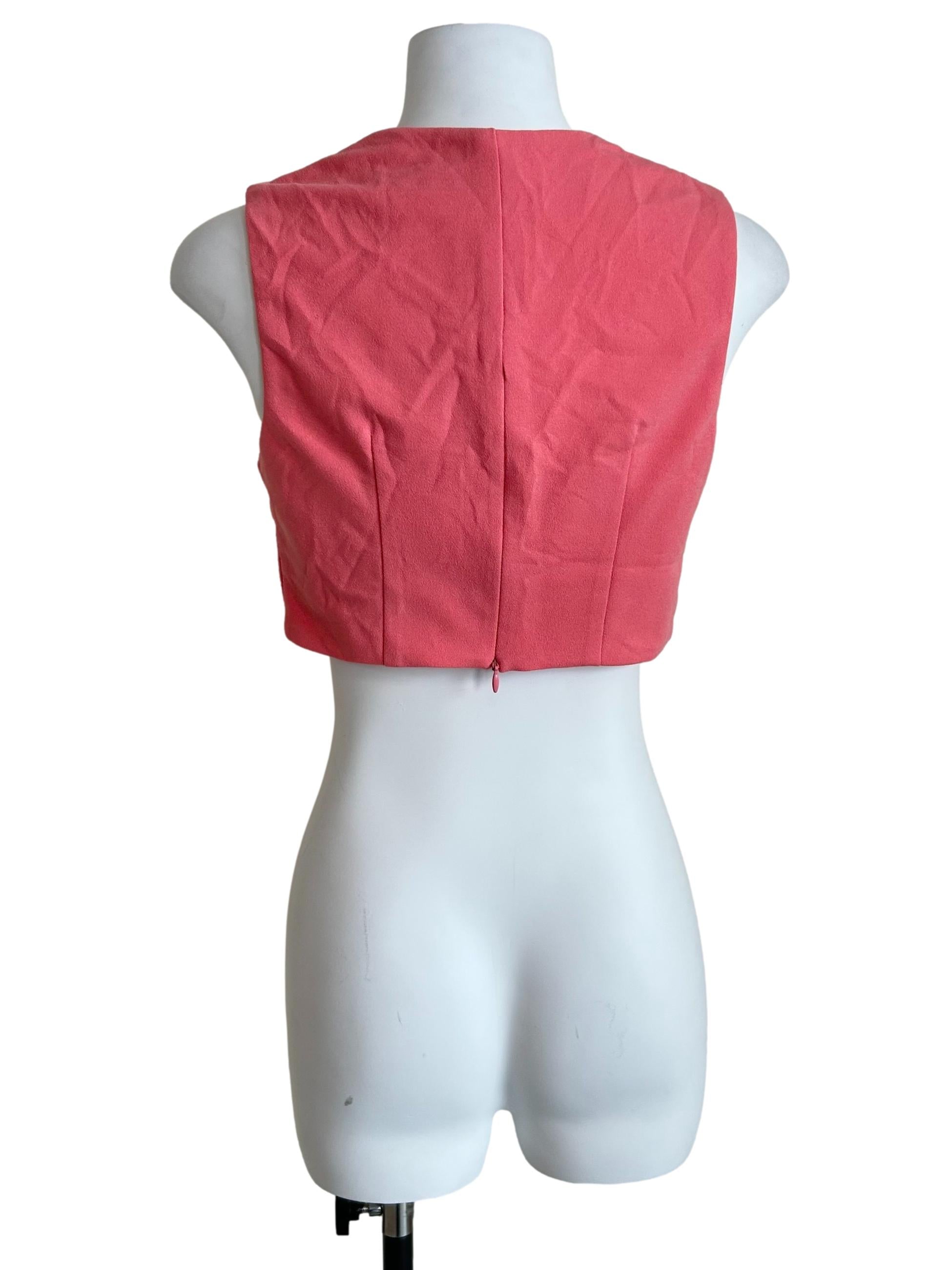 Coral Pink Scoop-Neck Cropped Tank Top