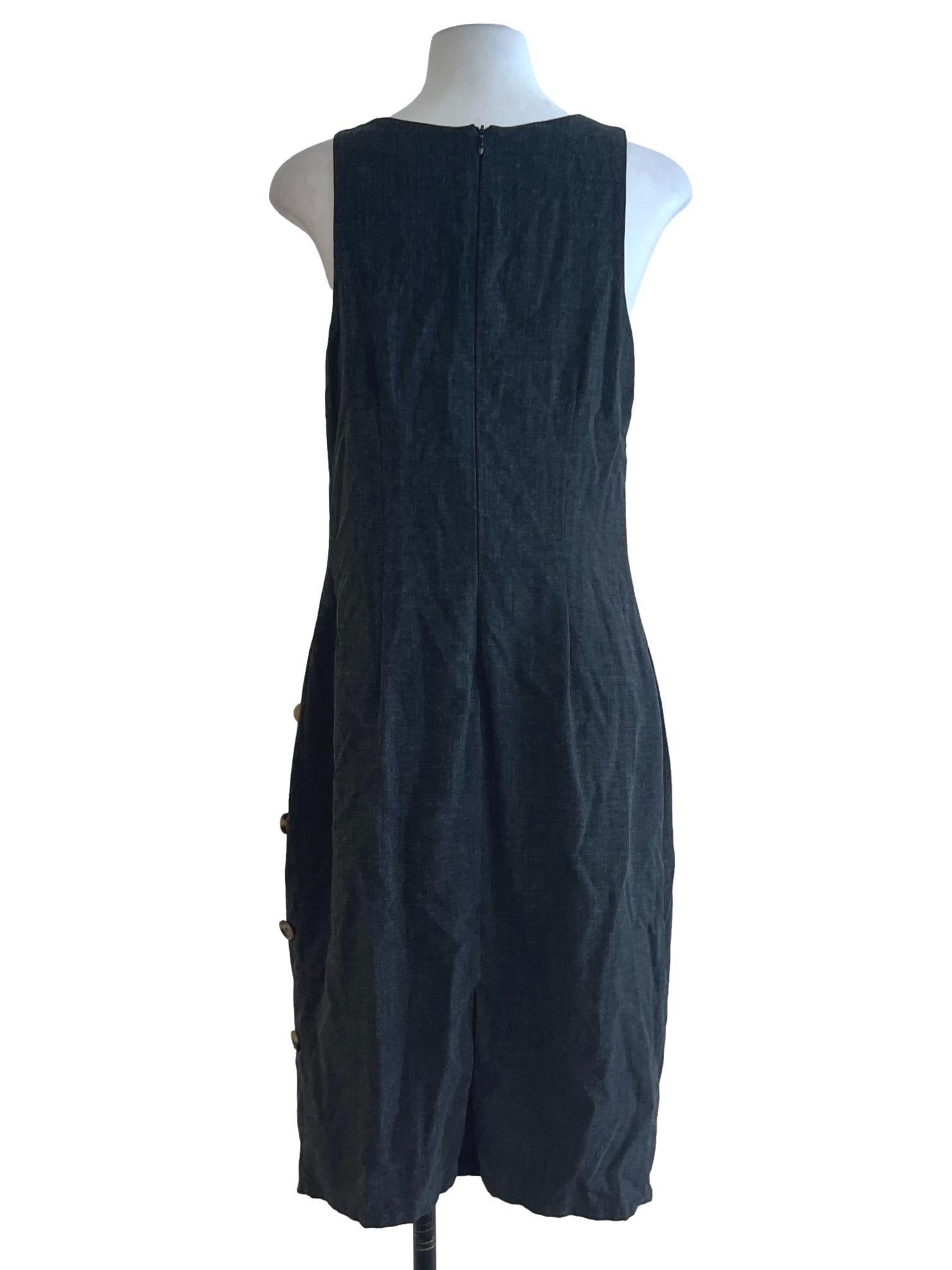 Stone Grey Drape Neckline Sheath Dress