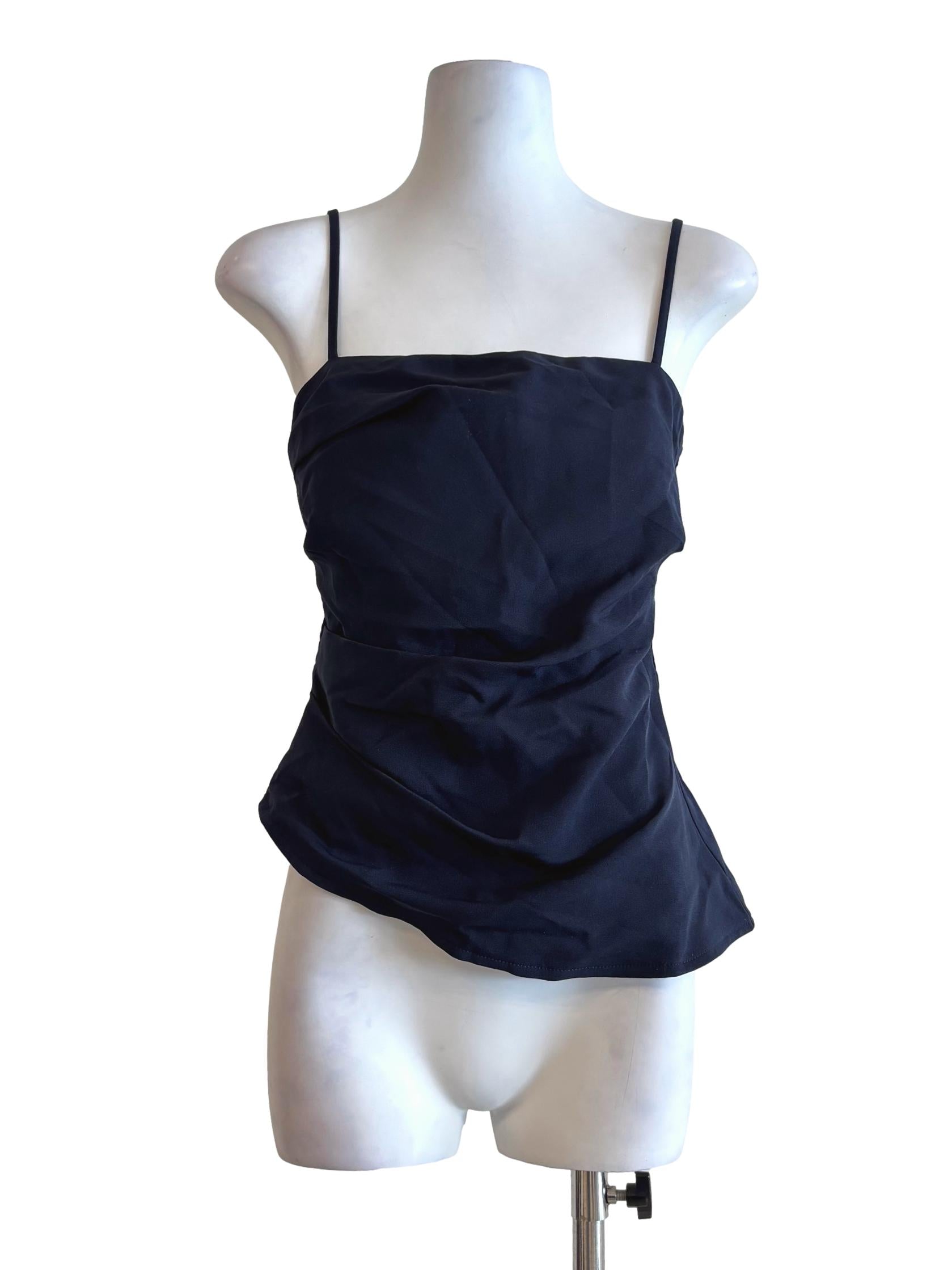 Navy Blue Fitted Asymmetrical Top