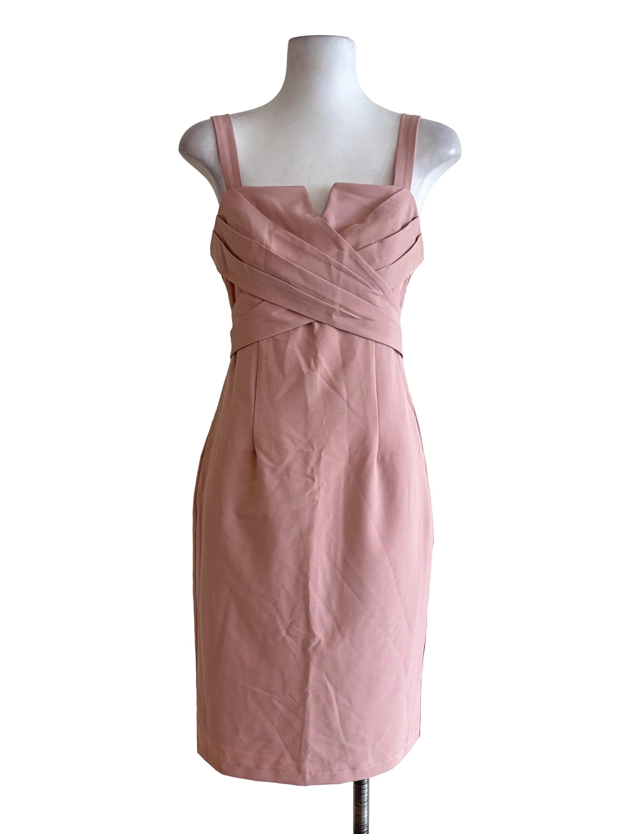 Bubblegum Pink Cross Front Bodycon Dress