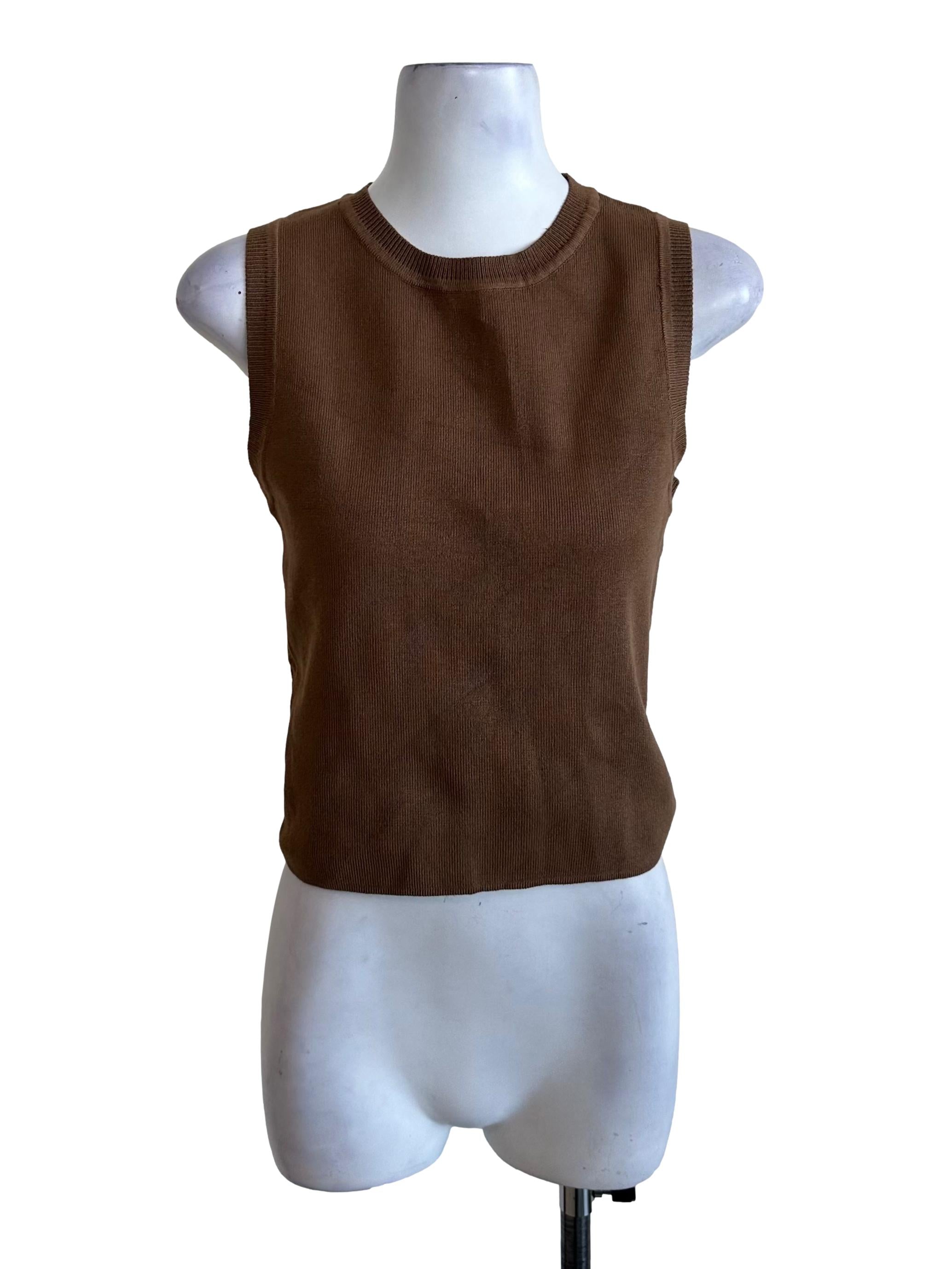 Chocolate Brown Round Neck Knit Top