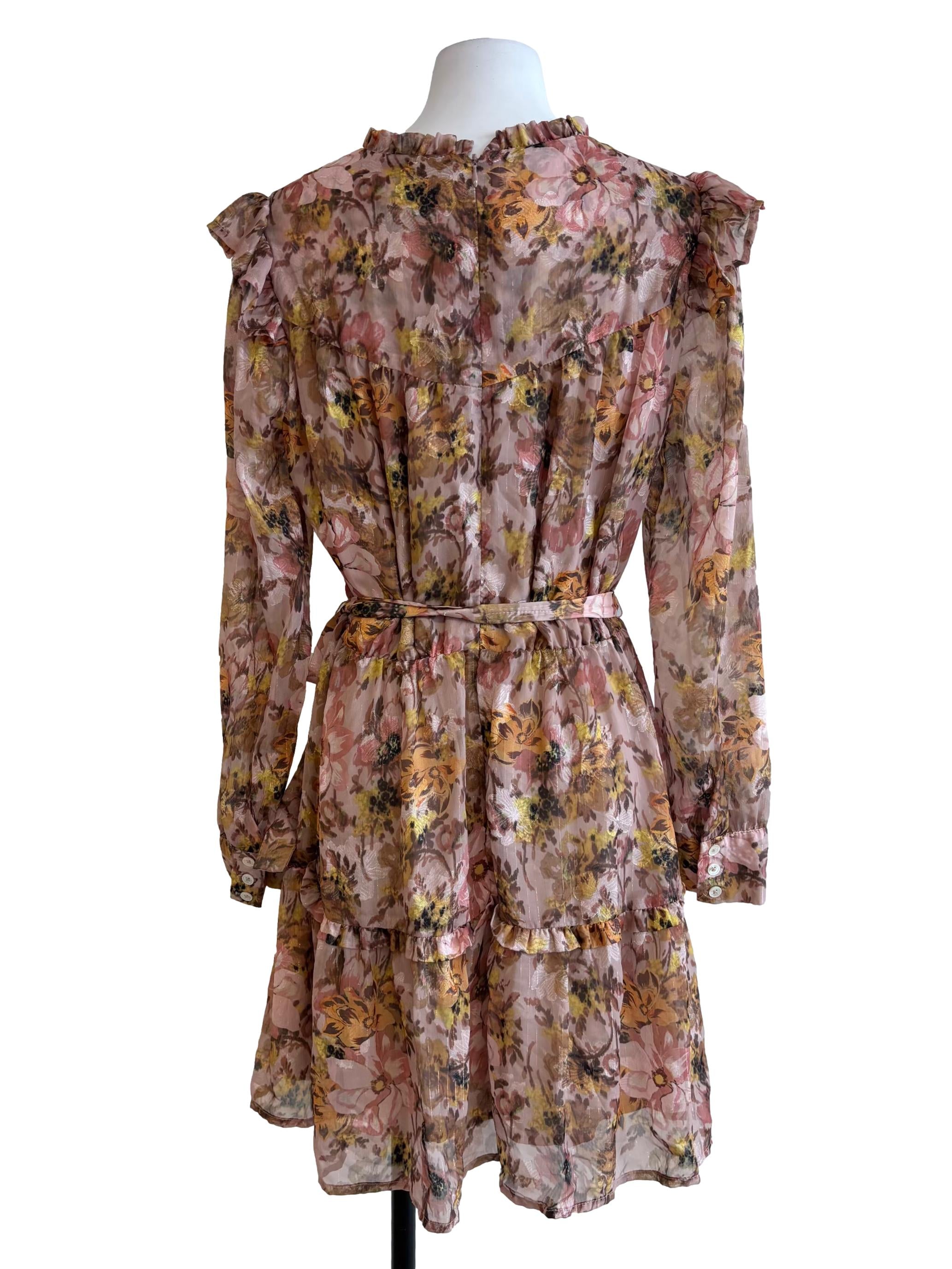 Sepia Brown Floral Victoria Dress