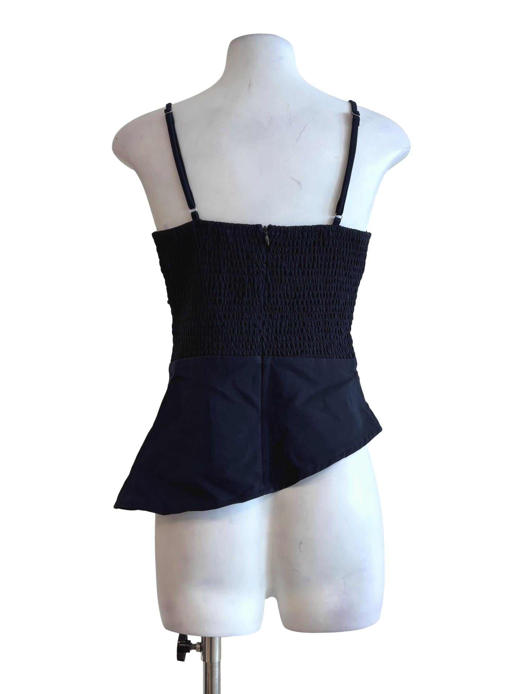 Navy Blue Fitted Asymmetrical Top