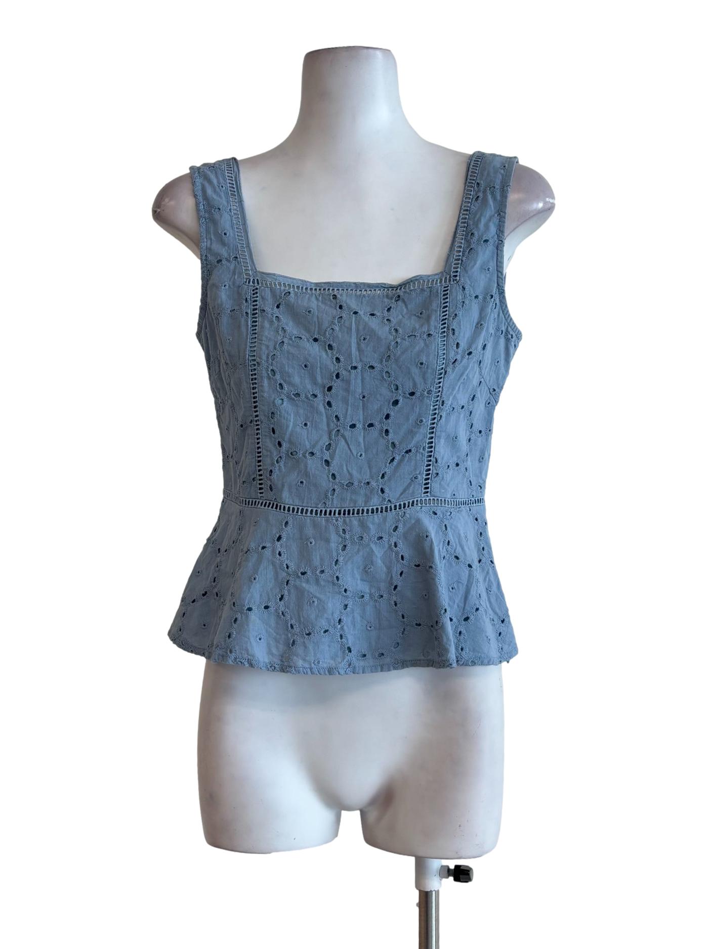 Baby Blue Sleeveless Eyelet Top