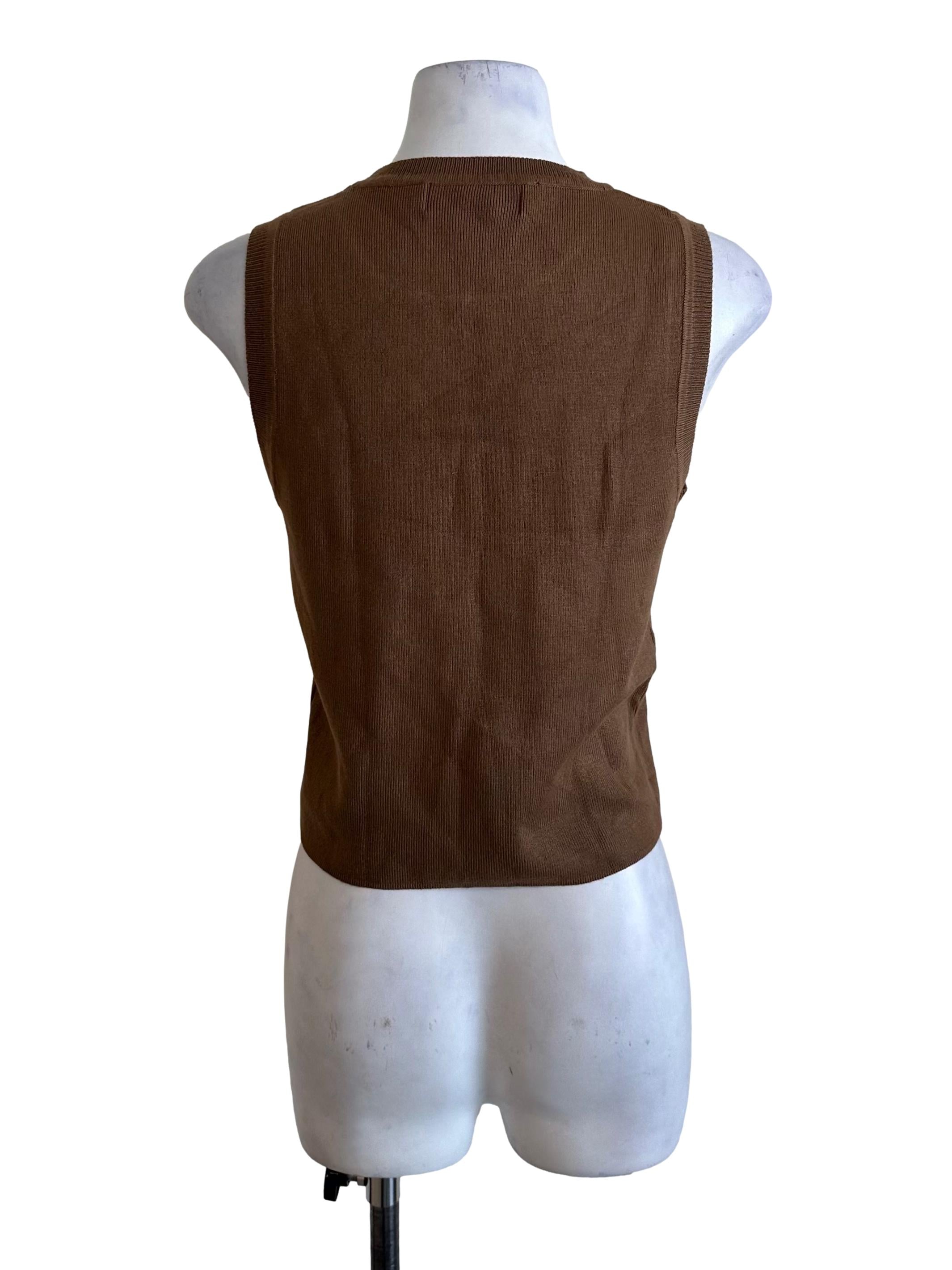 Chocolate Brown Round Neck Knit Top