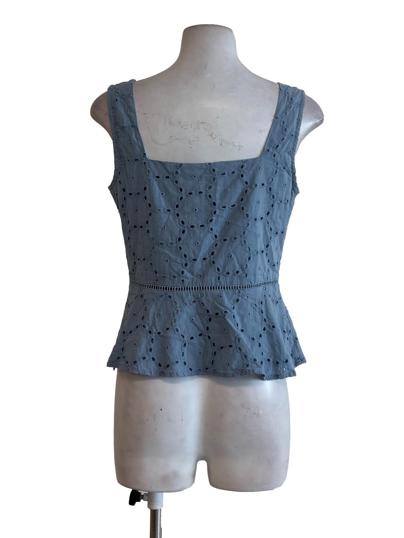 Baby Blue Sleeveless Eyelet Top